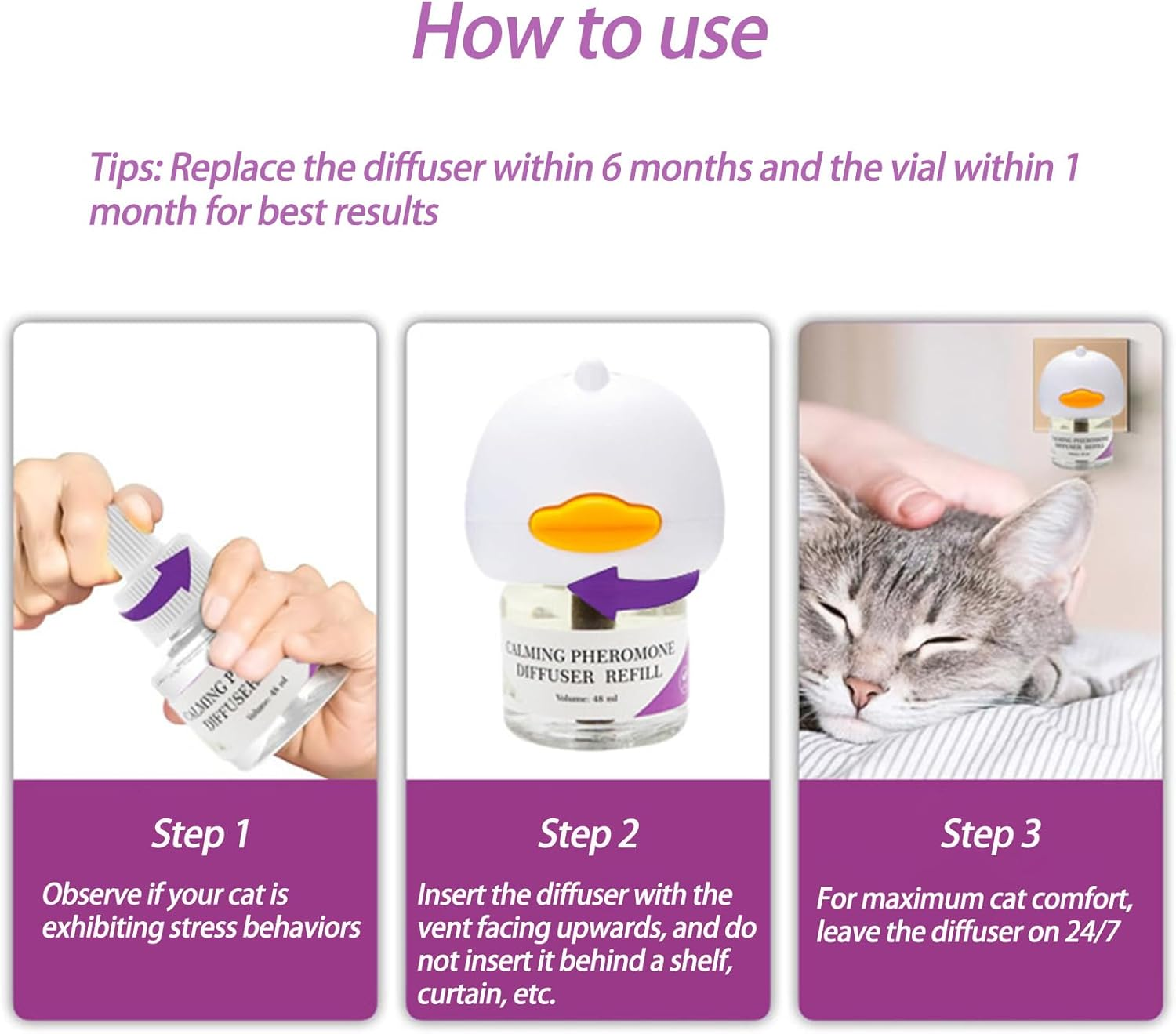 Cat Calming Diffuser, Pheromones Cat Diffuser Refill, with Australian Plug, Spray Pheromones to Relieve Anxiety and Prevent Stress, Helping Cats Adapt to New Environments (2Pack) image number 3