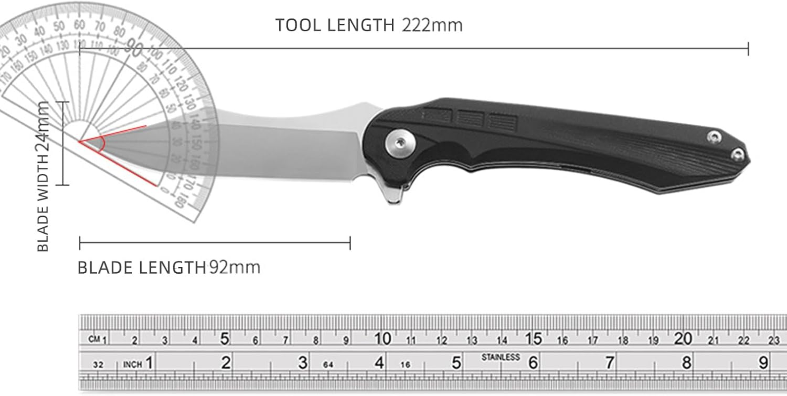 Knife Master 8.7 Inch Folding Knife, D2 Steel for Camping, Outdoors, Bushcraft and Survival, G10 Handle