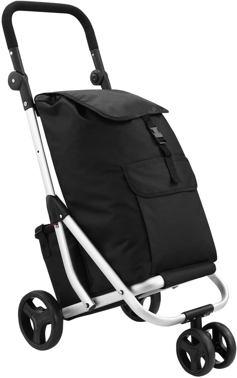 Maxkon Aluminium Shopping Trolley Waterproof Utility Cart Foldable Shop Grocery Bag with Insulation Bag Market Luggage with Wheels Black 45L image number 3
