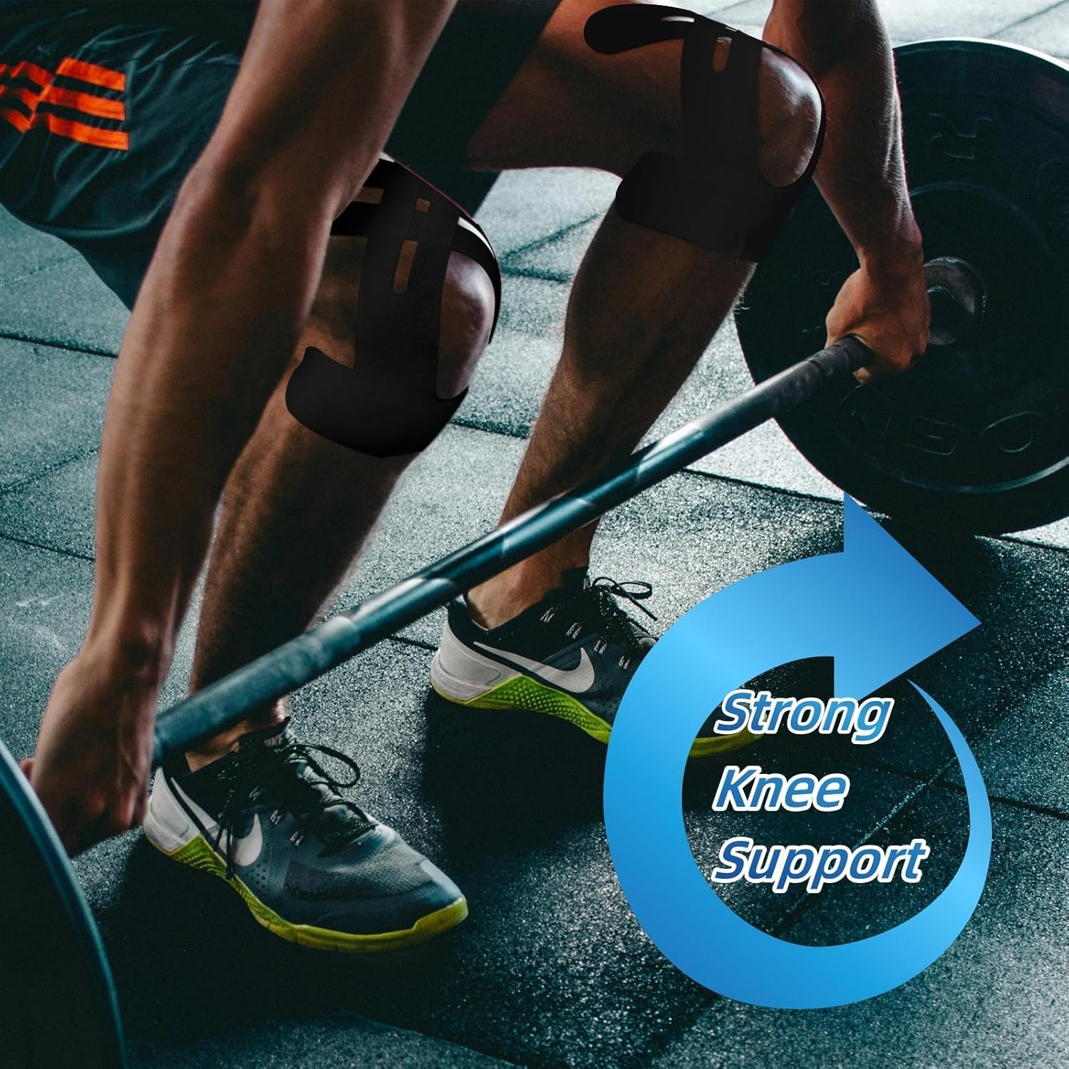 Precut Kinesiology Tape for Knees, 10 Pcs - Knee Support & Stability, Knee Pain Relief Athletic Tape - Waterproof & Elastic, Breathable Hypoallergenic Latex-Free Tape, Black image number 1