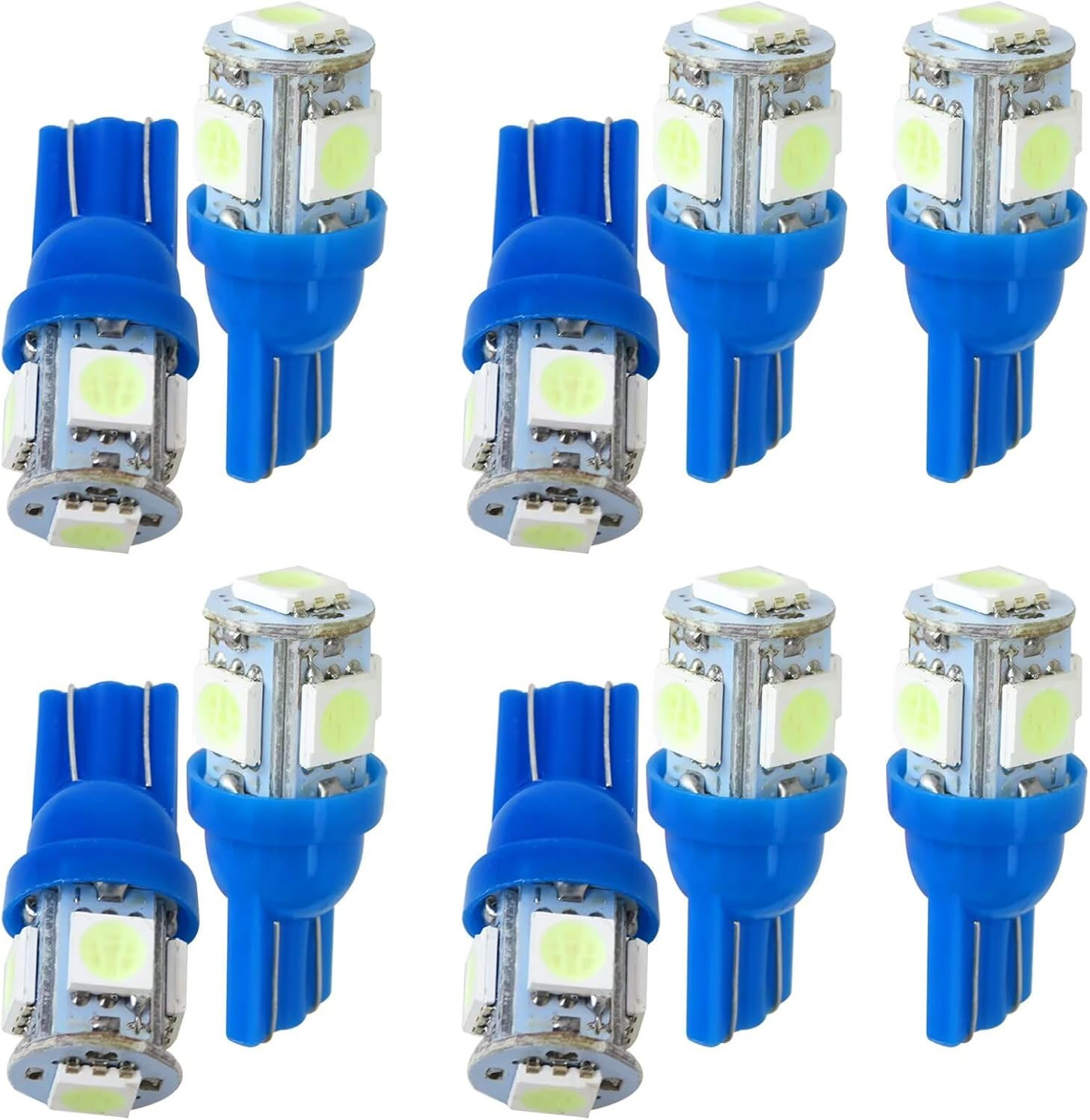 DOORYARD 10X Replacement for T10 5Smd 194 168 Light Bulb Wedge Tail Plate Parker 5050 Interior Globe Dash, 12 * 28Mm, 12V, Red