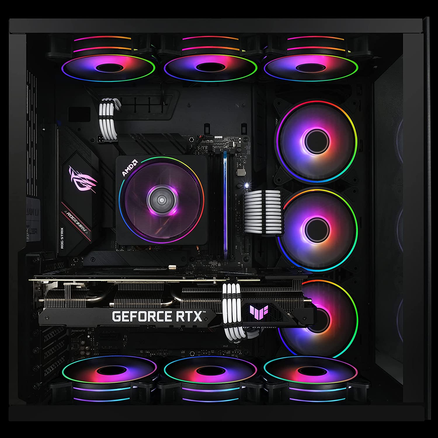 EZDIY-FAB Moonlight RGB Case Fan 120Mm with Fan Hub X and Remote,Motherboard Aura SYNC, Speed Control,Argb Computer Fan for PC Case- 6 Pack image number 4