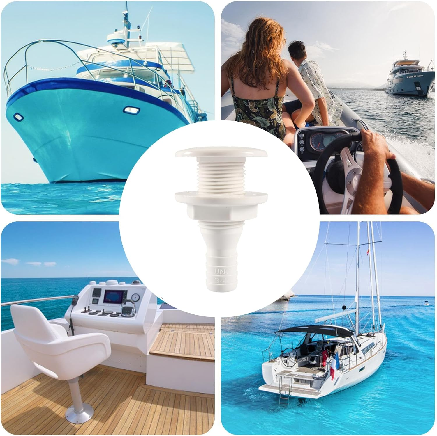 Boat Thru Hull Fitting - Plumbing Fitting Marine,Straight Marine Accessories, Floor Deck Drain for Boats Yachts image number 5