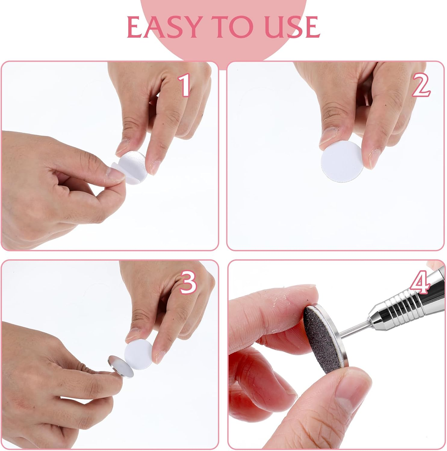 72Pcs Sanding Paper Discs with Metal Nail Drill Bit 25Mm Replacement Sandpaper Disk for Manicure Pedicure Sanding Discs Bits for Electric Callus Foot File Remover Tool (#80#150#240 Grit) image number 6