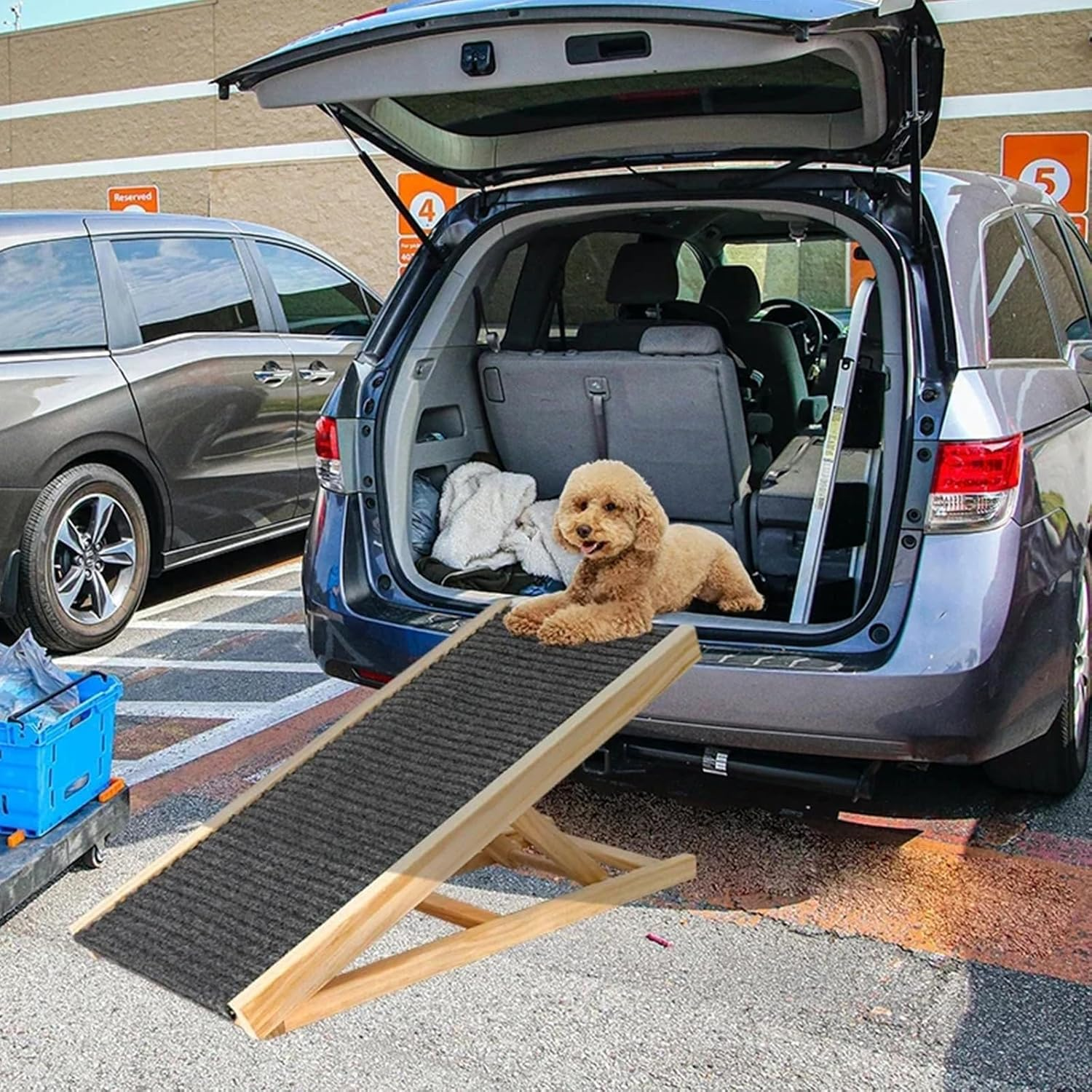 Dog Ramp for Bed, Pet Stairs Ramp, Dog Stairs for Car with Non-Slip Rug Surface, Portable Dog Steps for Medium & Large Dogs Get into a Car, Support up to 88 Lbs image number 6