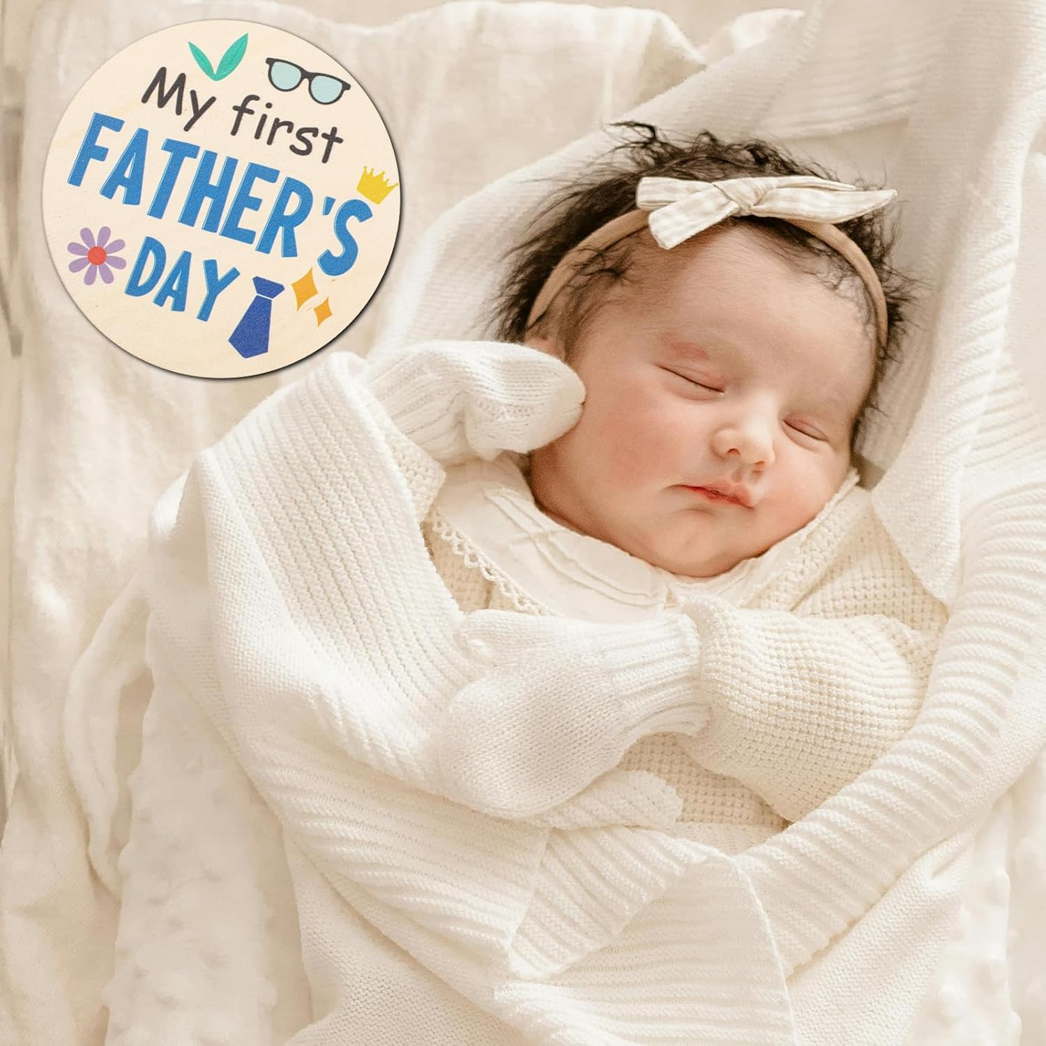 7Pcs My First Holiday Baby Milestones Cards, My 1St Signs of 14 Holidays Wooden Circles New Baby Sign Double Sided Baby Announcement Sign Photo Props for Baby Shower Party Supplies Gift image number 4