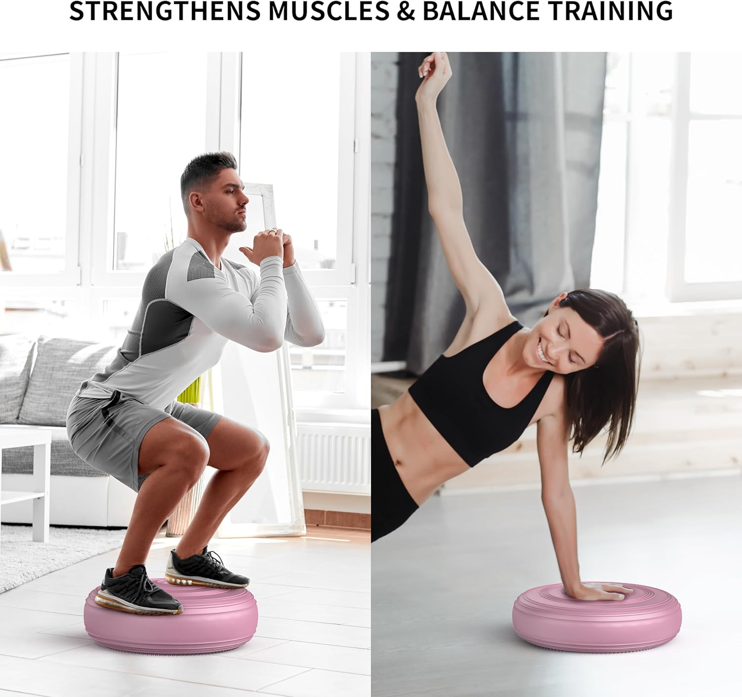 PROIRON Balance Disc - Wobble Cushion for Balance with Pump for Improving Posture, Fitness, Stability - Black image number 2