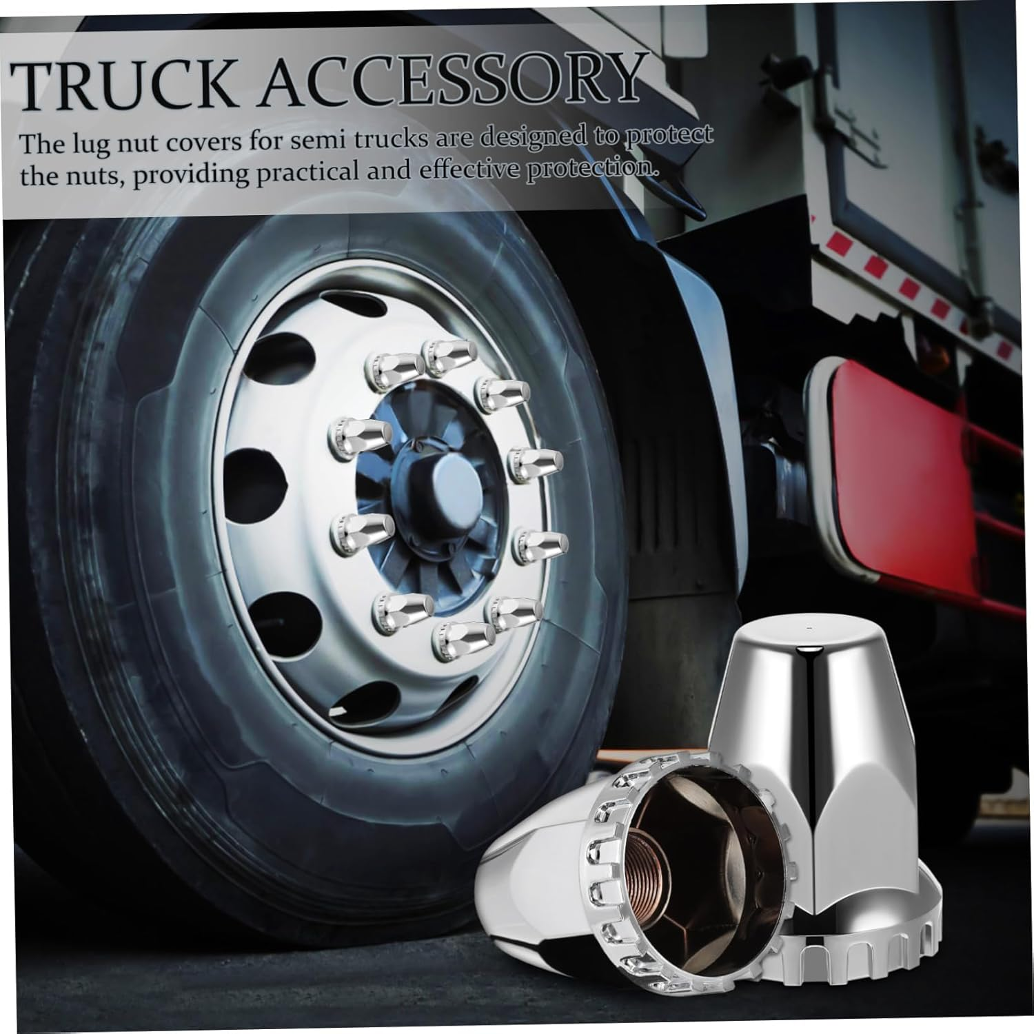 CHILDWEET 20Pcs Spline Lug Nut Covers for Semi Trucks Car Wheel Nut Covers Chrome Trailer Lug image number 6