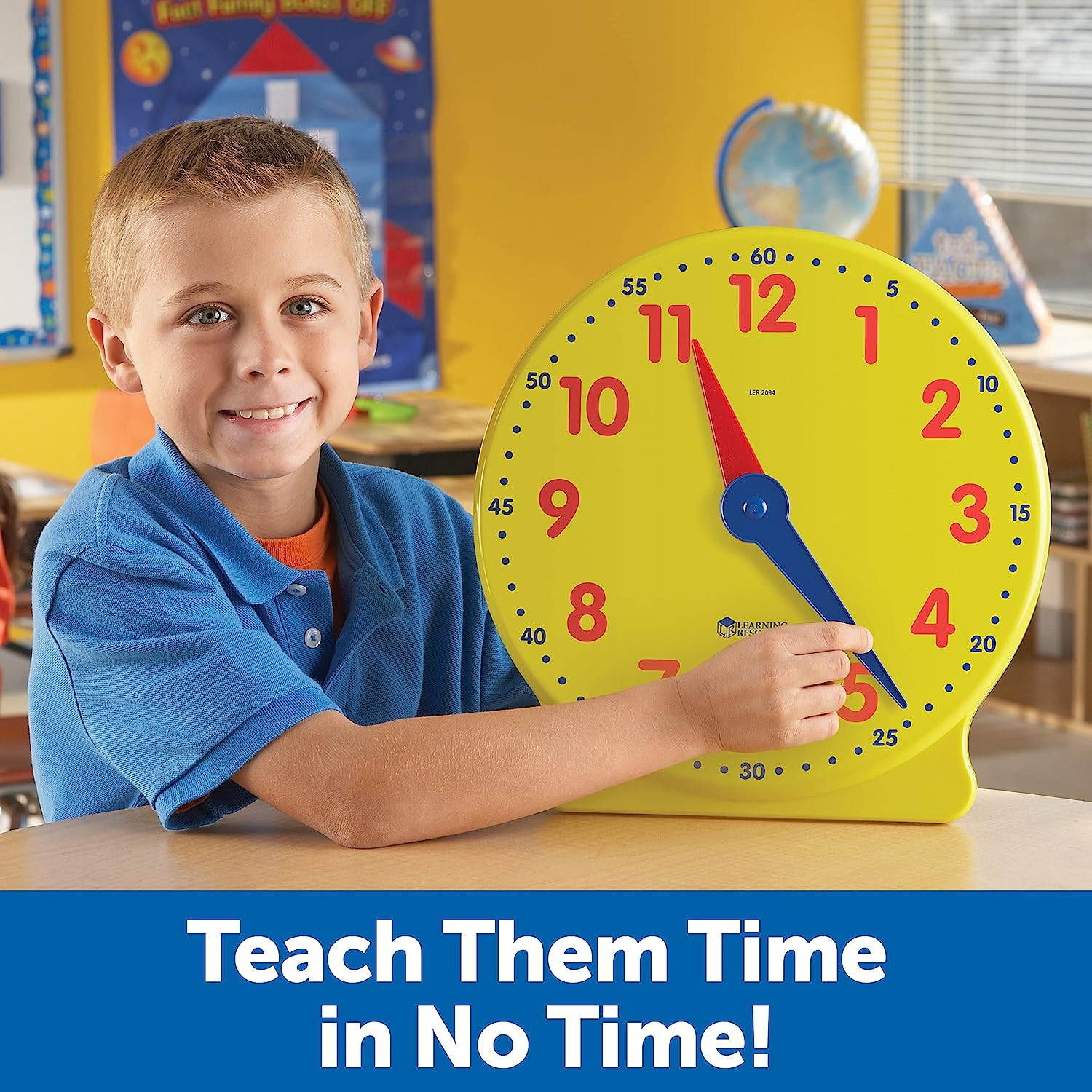 Learning Resources Big Time Learning Clock, Analog Clock, Homeschool, 12 Hour, Basic Math Development, Ages 5+ image number 3