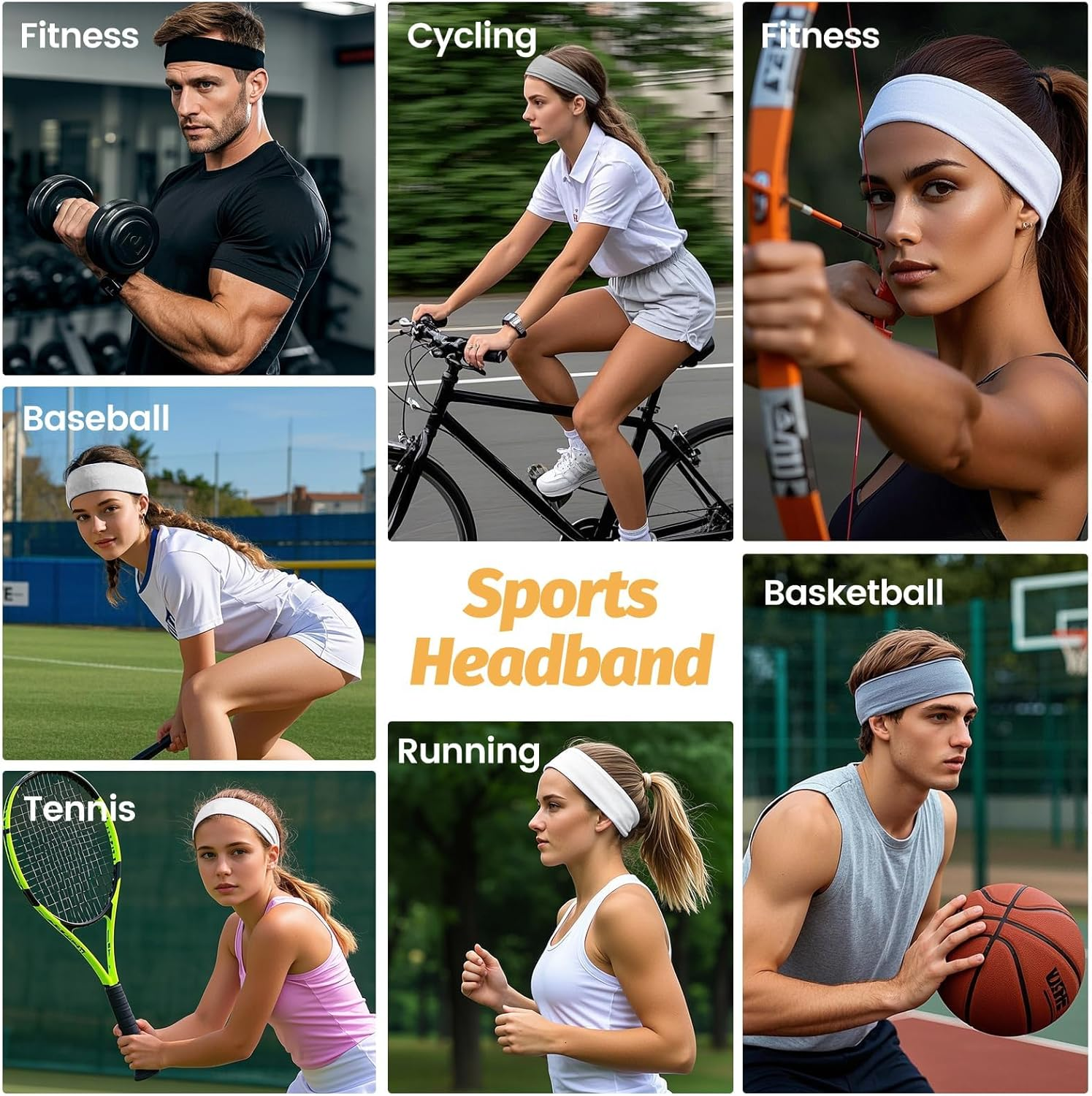 Headband, 6Pcs Sweatband Set for Women, Sweat-Wicking Soft Breathable & Skin-Friendly Hair Bands, Lightweight Stylish Hair Accessories for Workout, Gym, Yoga, Running, Sports, Fitness - Multicolor 1 image number 4