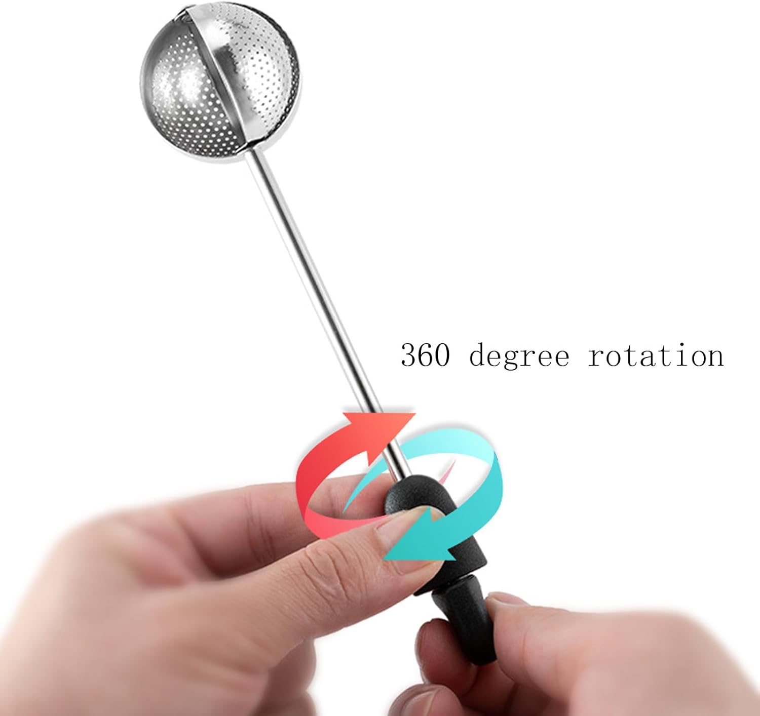 Lopsity Tea Infuser Stainless Steel Rotating Tea Strainer for Most Cup Teapot Tea Filter Holder with Handle for Loose Leaf Tea (Silver-1) image number 2