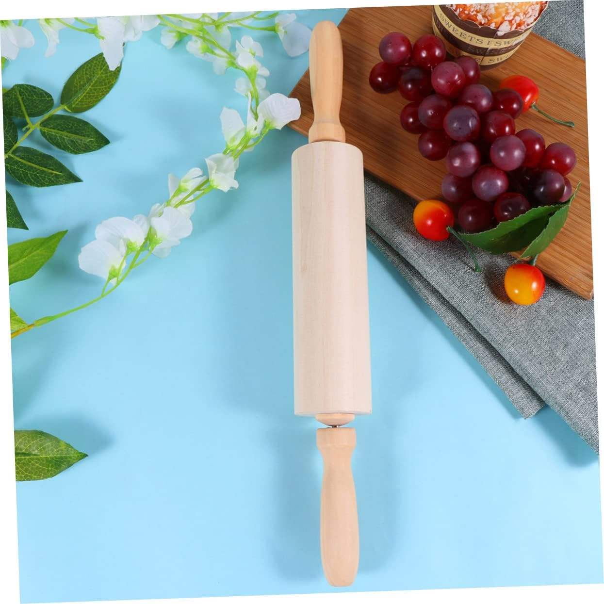 Wooden Rolling Pin Christmas Dough Roller Pin Professional Kitchen Tool for Cookie Pizza Single for Holiday Baking image number 4
