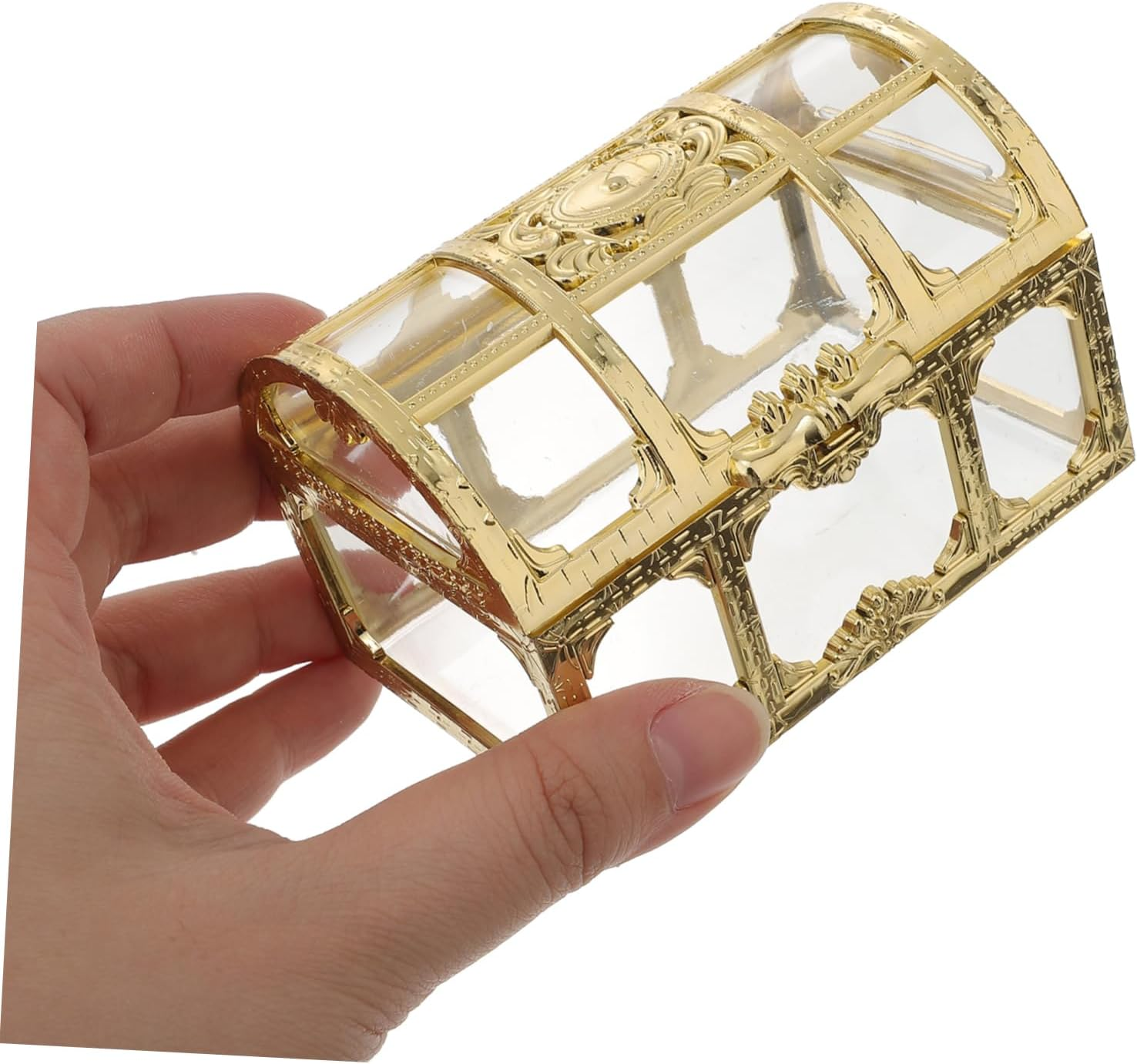 2Pcs Plastic Treasure Chest Jewelry Box Crystal Compartment Storage Organizer Pirate Treasure Box image number 1