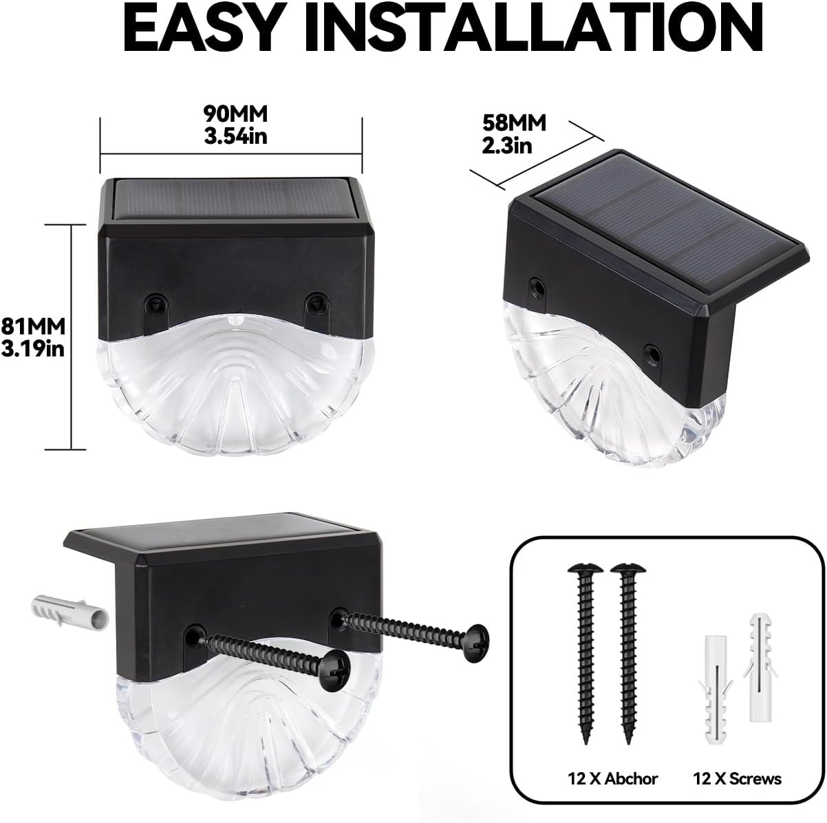 Solar Lights Outdoor, Solar Deck Lights, 4 Pack Solar Fence Step Lights Outdoor Waterproof LED for outside Patio Stairs Yard Garden Backyard Decor, 10 Lumens,Warm White/Color Changing Lighting image number 4