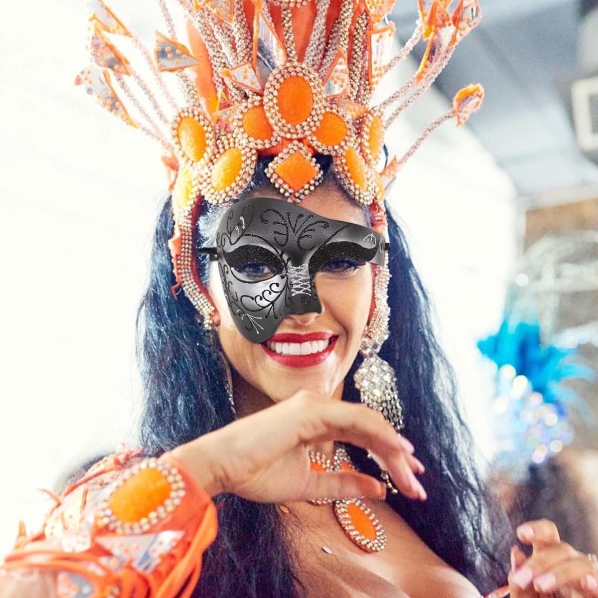 AIMALL Elegant Half Face Ghost Mask Series, European and American Style, Suitable for Halloween Carnival, Opera Ball and Nightclub Party - 7.87X5.91X1.18 Inches - Double-Purple image number 7