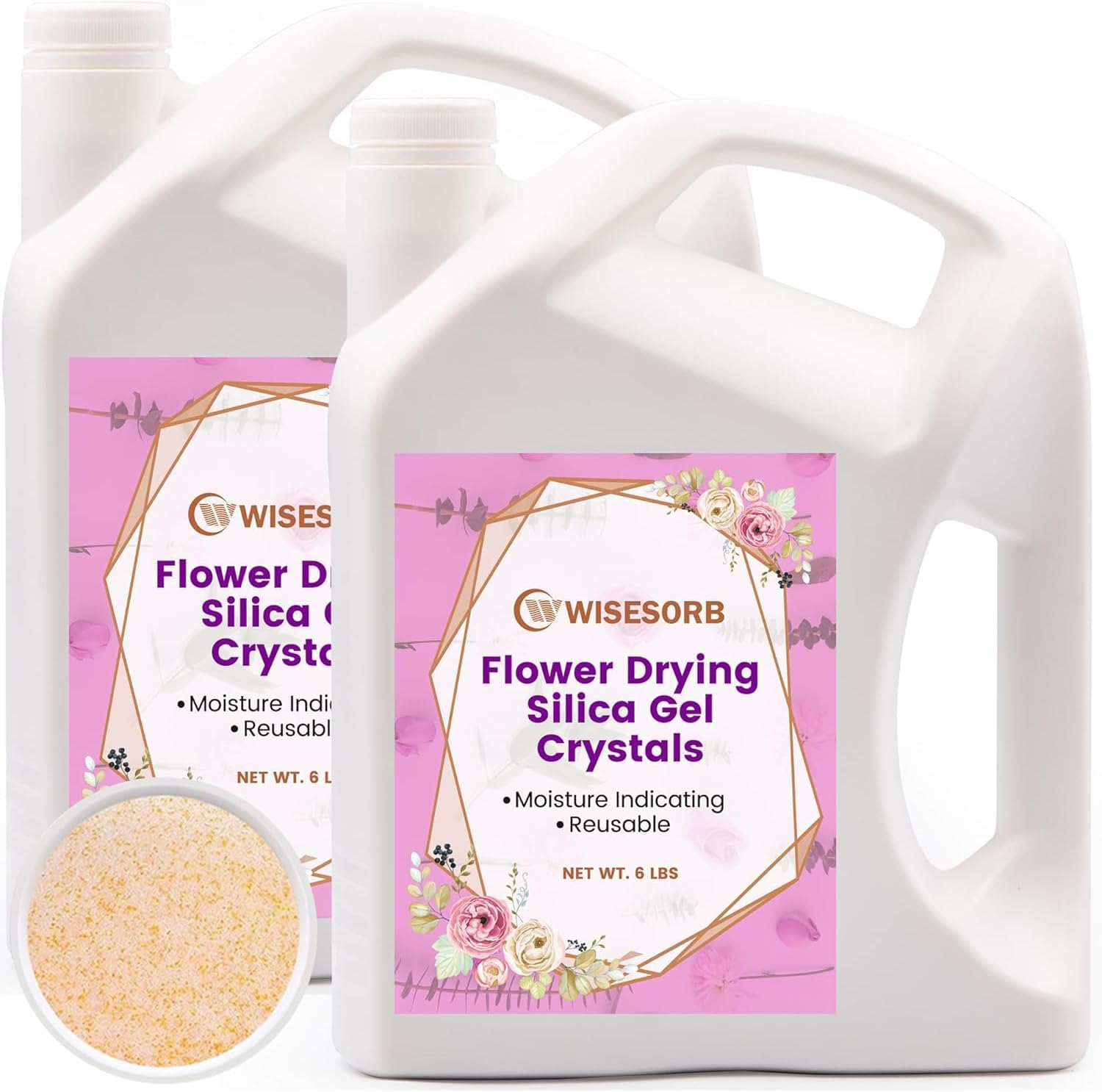 Wisesorb (NET 12 LBS) Silica Gel Flower Drying, Silica Gel Flower Drying Crystals, Color Indicating Flower Drying Silica, Reusable Silica Gel for Drying Flowers image number 2