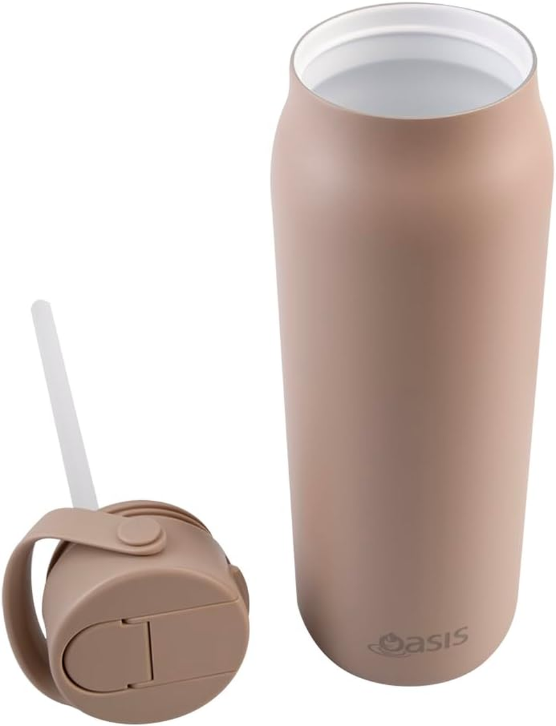 Oasis Ceramic Lined Stainless Steel Double Wall Insulated 'Sorrento' Sipper Bottle 900Ml - Latte image number 5