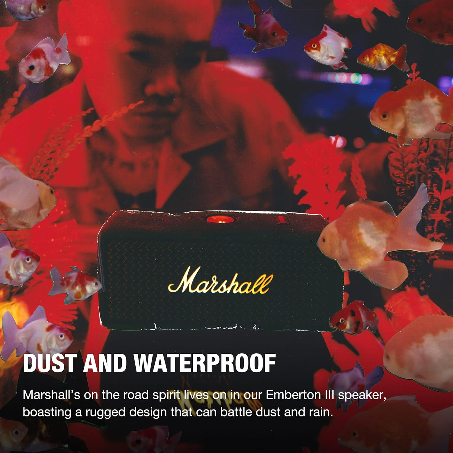 Marshall Emberton III Portable Bluetooth Speakers, Wireless, IP67 Rating Dust & Water Resistant, 32+ Hours Playtime, Quick Charge - Black & Brass image number 6