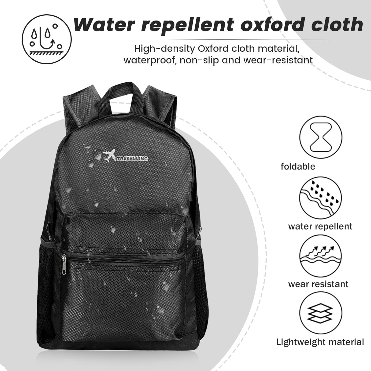 Foldable Hiking Backpack, Foldable Backpack, Ultra Lightweight Rucksack, Unisex Packable Backpack for Men Women, Waterproof Travel Daypack for Outdoor Sport Biking Hiking Climbing image number 6