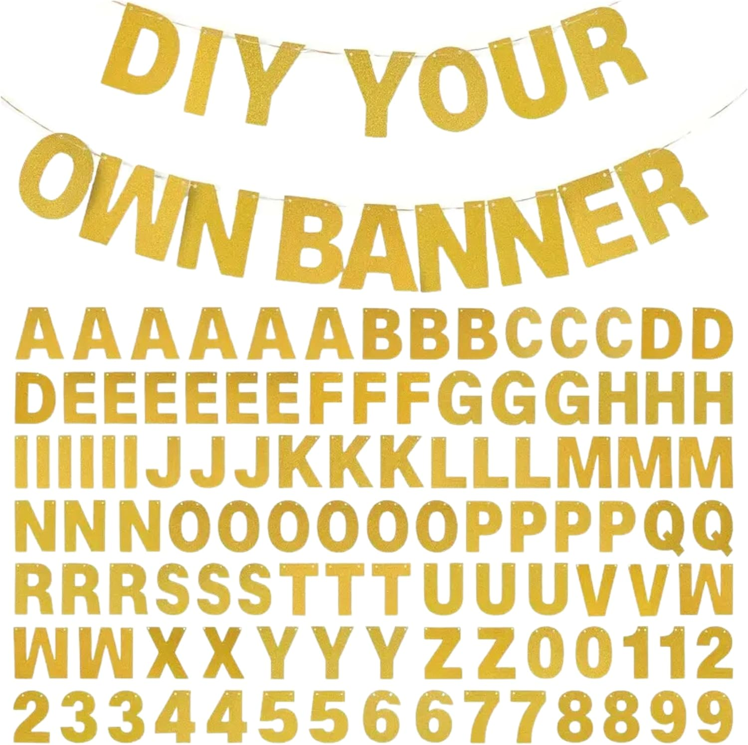 110 Pcs DIY Customisable Letter Banner Kit (Gold) image number 2