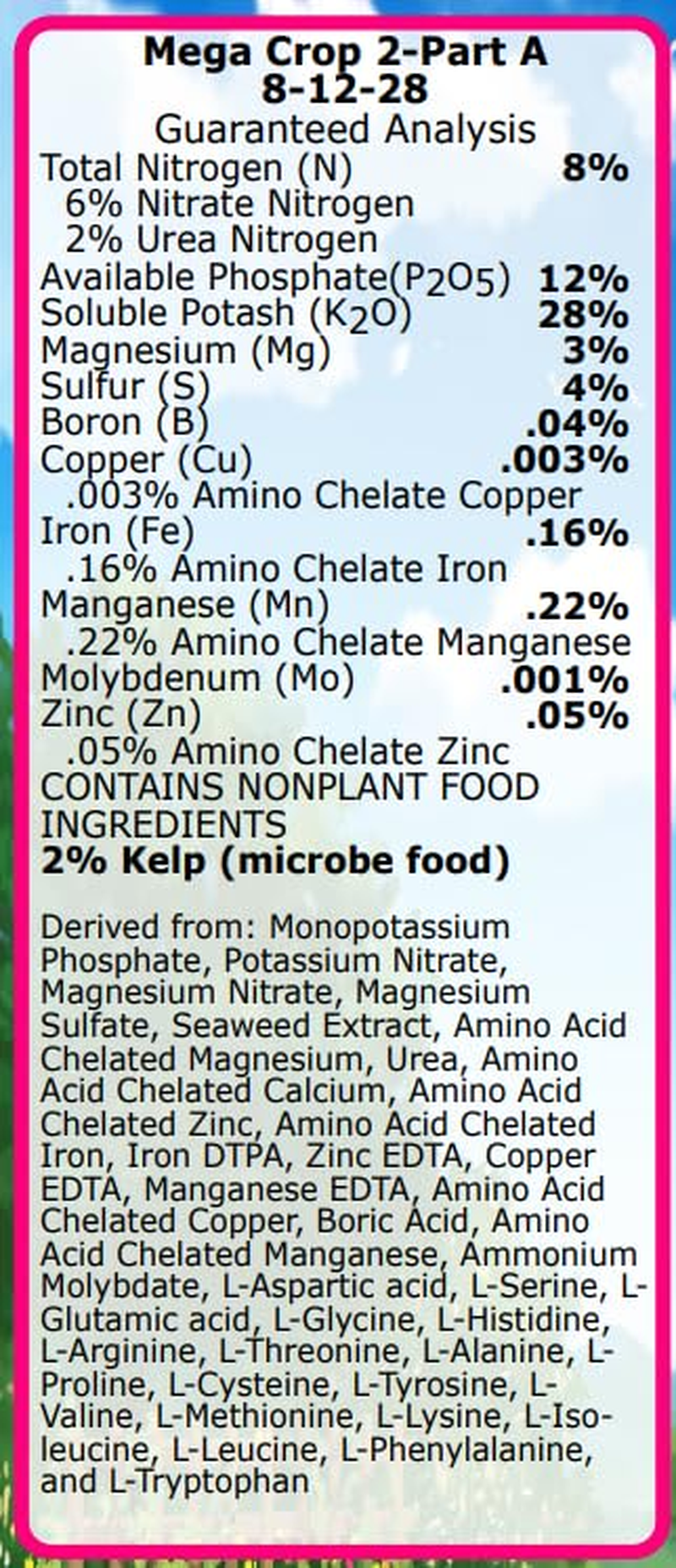 Mega Crop 2-Part a Hydroponic and Soil Base Nutrient for Plants with Organics NPK Compatible Jacks 5-12-26 image number 2