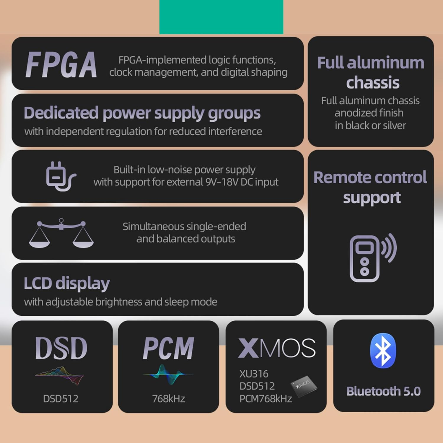 Gustard Audalytic DR70 Discrete R-2R DAC, Usb-C/Coaxial X2/Optical/Lan to RCA/XLR R2R Dacs, Native 1-Bit DSD Full Balnaced Digital-Analog Converter, Home Audio Network Streaming Decoder (Silver) image number 5