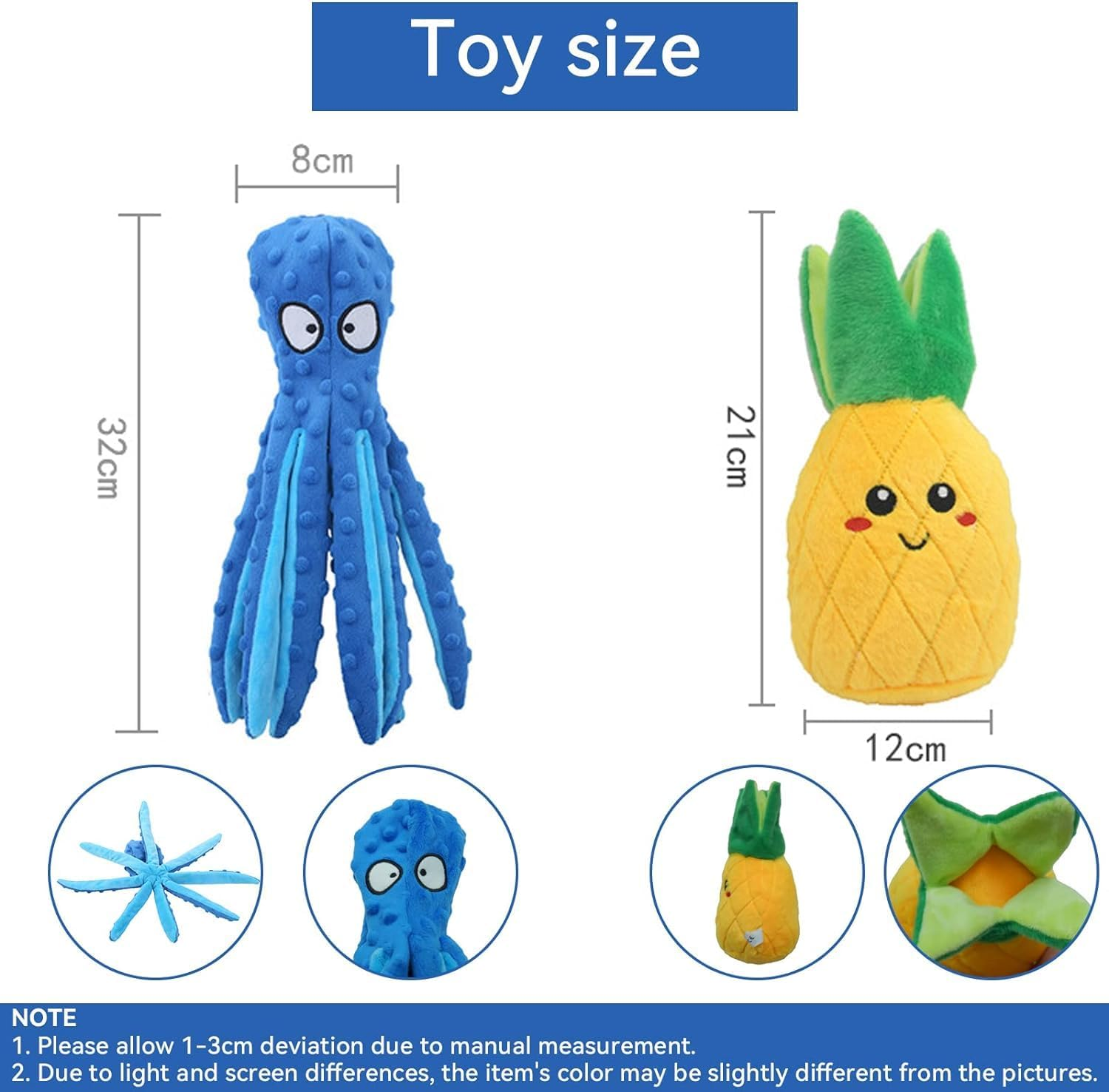 2 Pack Squeaky Dog Toy, No Stuffing, Interactive Dog Toy, Indestructible Chew Toys for Puppies, Teeth, Small, Medium and Large Dogs