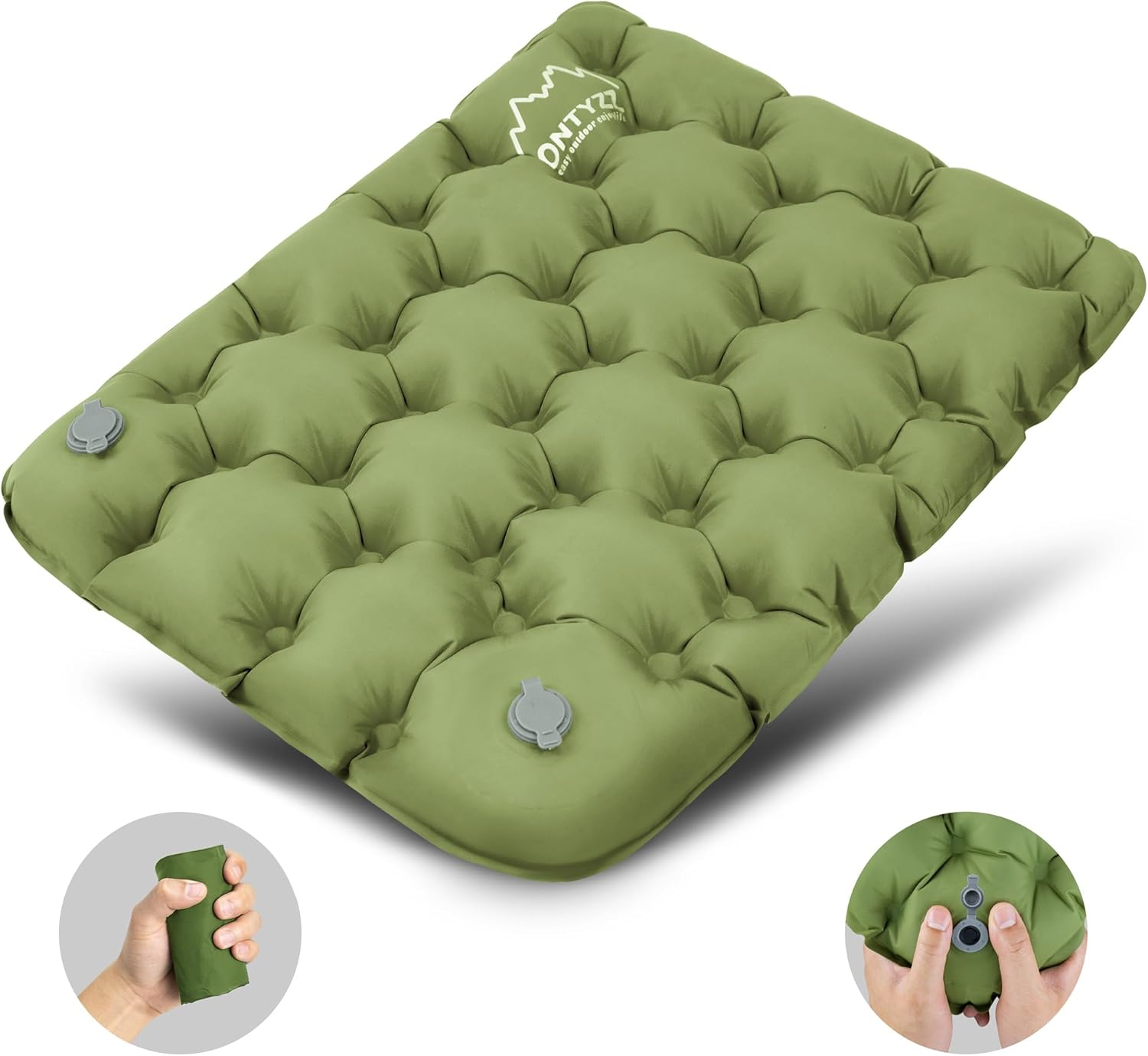 ONTYZZ Inflatable Cushion Lightweight Inflatable Seat Stadium Seat Travel Blow up Cushion for Hiking Office Airplane Stadium, Green image number 1