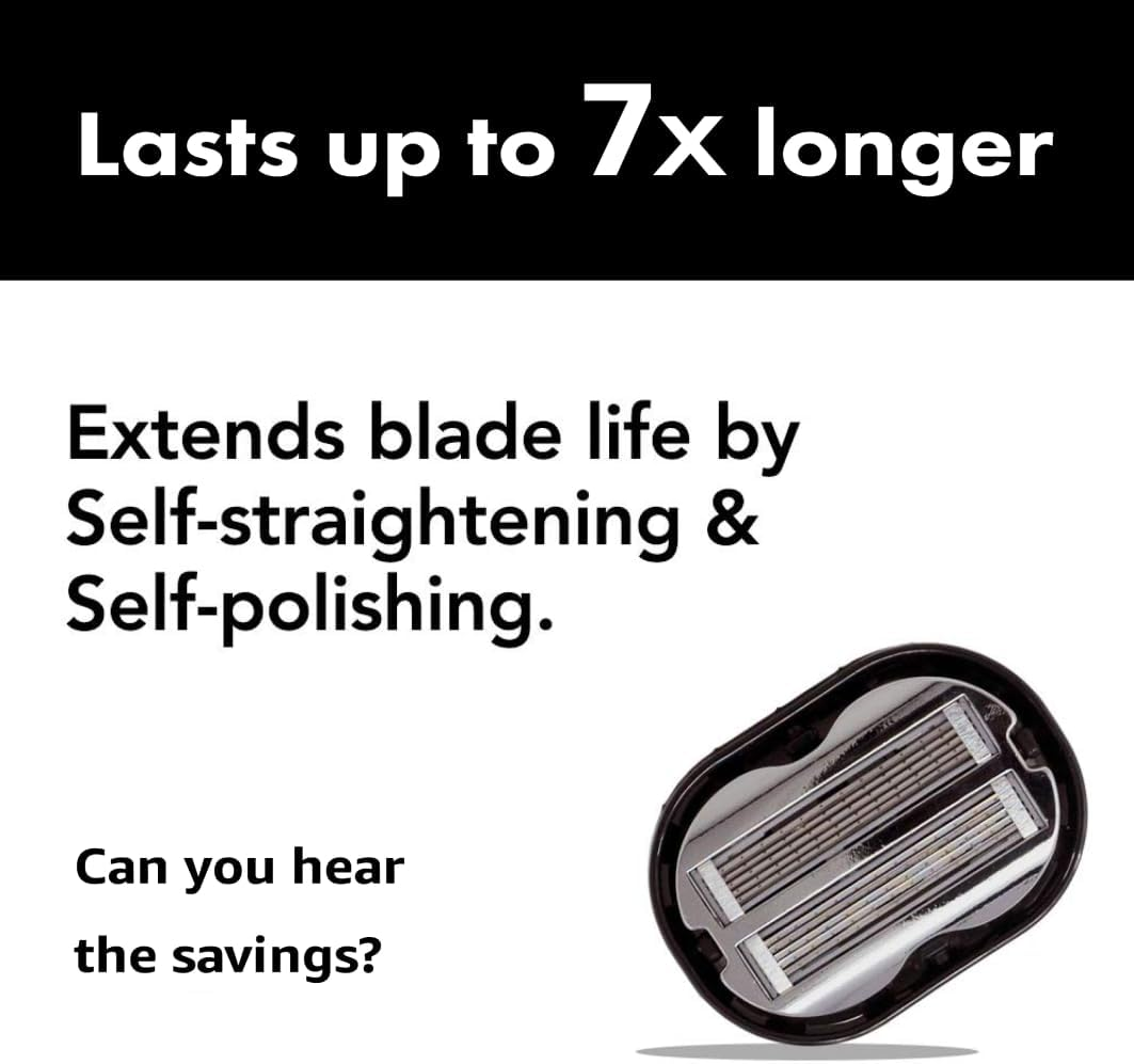 Premium Omnishaver Bi-Directional Shavers for Men & Women | 3X Faster than Disposable Razors | Smooth, and Safe | Self-Cleaning, Self-Sharpening Razor Blades for Shaving Head, Legs, Arms, Body (Black)