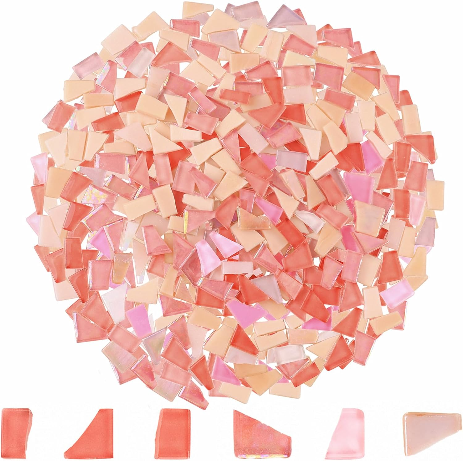 1.1 Lb Irregular Mosaic Tiles for Crafts Bulk Broken Tile Pieces Mixed Shapes Stained Scraps Adults Beginners DIY Coaster Making Supplies Hobbies Vases Pink Series - Blue image number 4
