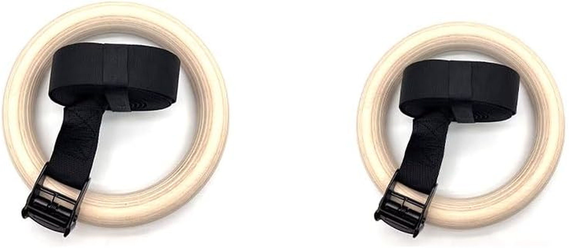 HPAMR Gymnastic Ring, Wooden Gym Rings, Gymnastics Training Annulus, Pull up Annulus Sets with 5.1M Unscaled Webbing for Home Gym Full Body Workout, 661Lbs Supported image number 2