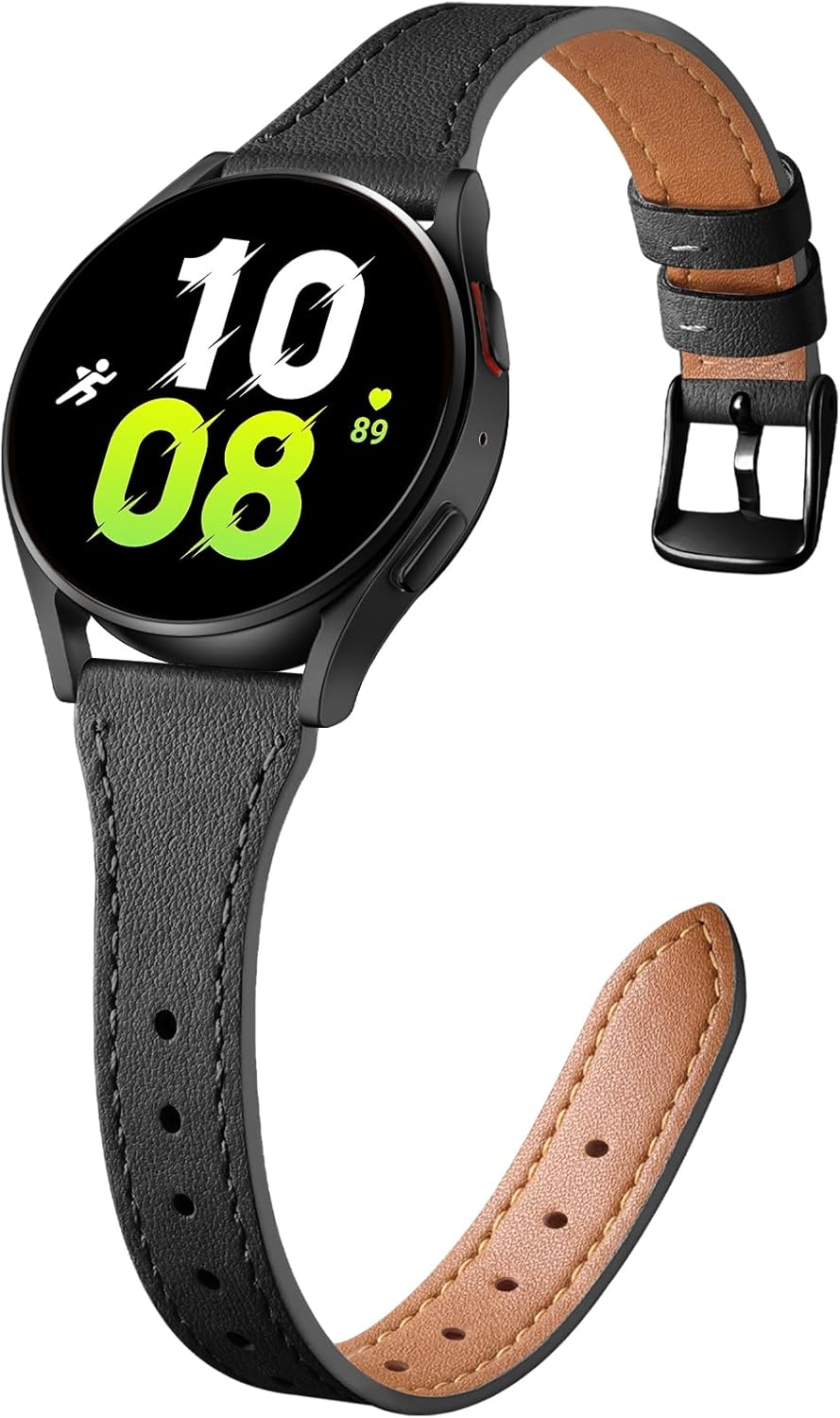 Getino Slim Leather Bands Compatible with Samsung Galaxy Watch 7 Band/Watch FE 6 5 4 40Mm 44Mm/Watch 5 Pro Band 45Mm/Galaxy Watch 6 Classic 43Mm 47Mm, Top Grain Genuine Leather 20Mm Watch Band Women