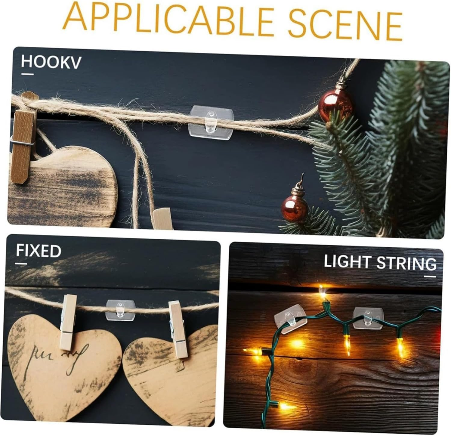 20 Large Clear Cord Clips with 28 Adhesive Strips, Damage-Free Wall Hooks for Hanging Cables, Removable Cable Organizers for Electrical Wires - Indoor Use image number 3