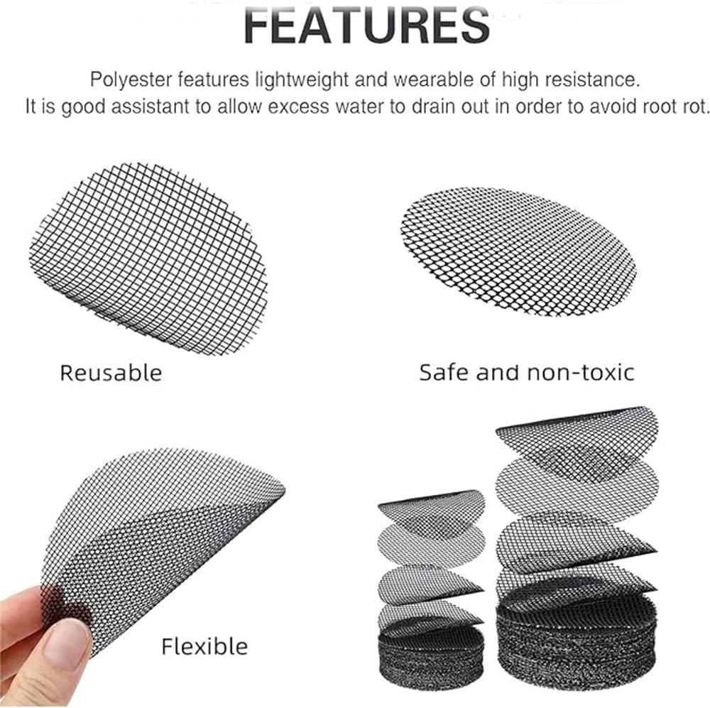 50Pcs Diameter 10Cm&100Pcs Diameter 5 Cm Flower Pot Hole Mesh Pad,Soft Bonsai Pots Bottom Grid Mat,Round Drainage Mesh Hole Screens,For Garden Planting,Plant Drainage Screens Gasket Prevent Soil Loss image number 1