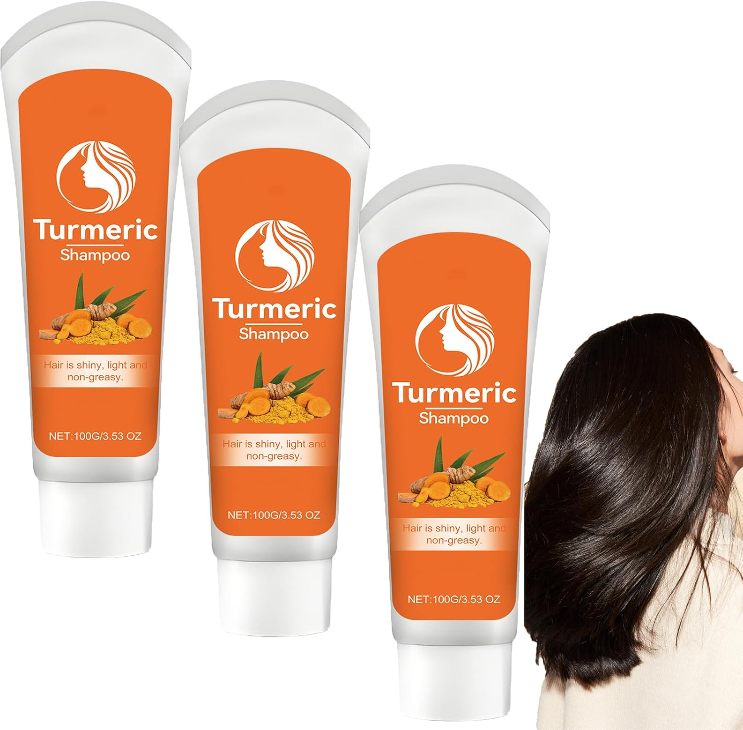 Turmeric Shampoo, Deeply Cleansing for Oil Hair, anti Loss and Frizzing, Relieves Dandruff, Nourishing & Strengthening for Thinning, Damaged and Dry Hair, Thickening Volumizing Shampoo (2Pcs)