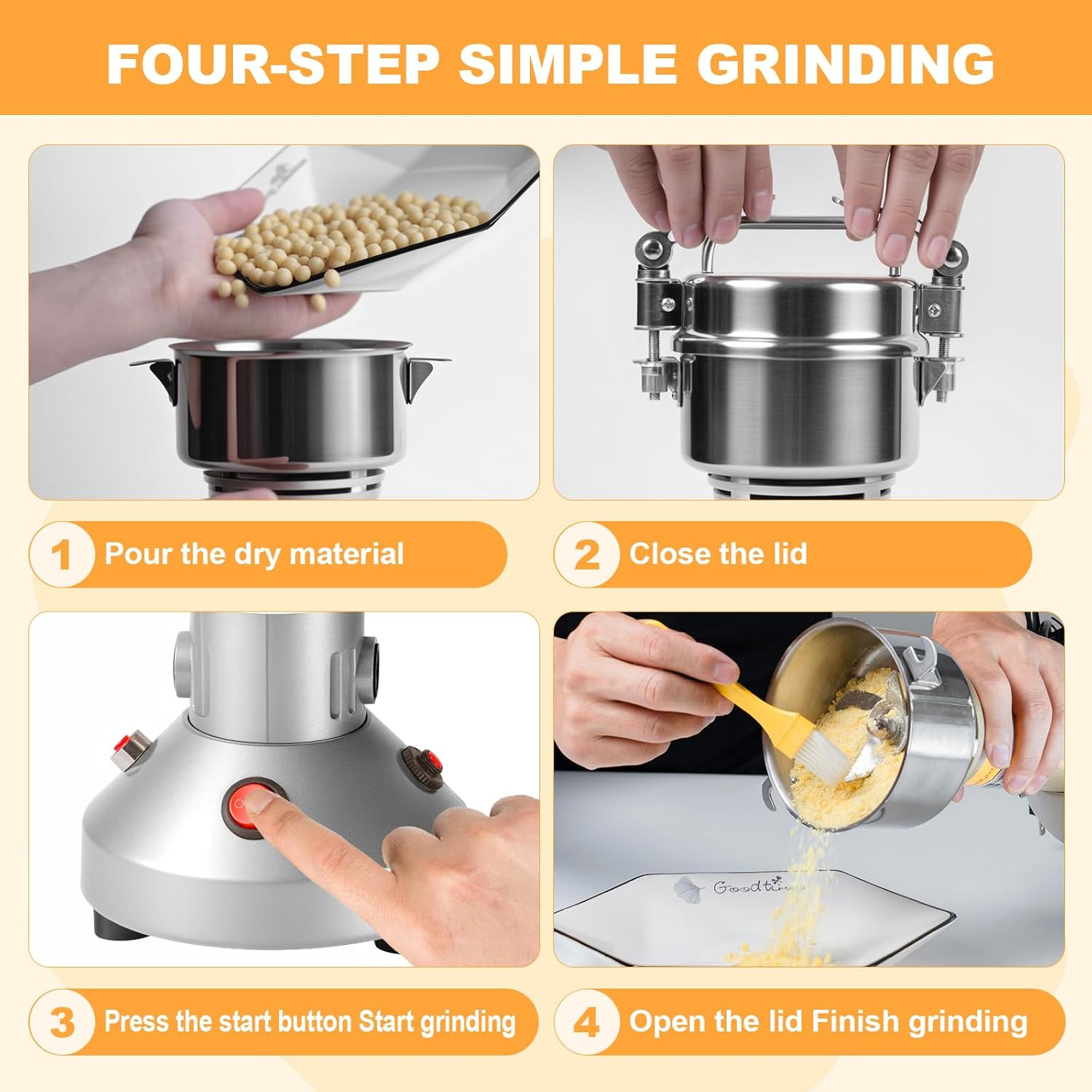 LZONEY Grain Mill Grinder 150G High Speed Electric Stainless Steel Grinder Cereals Wheat Corn Herbs Spices Coffee Beans Seasonings image number 1