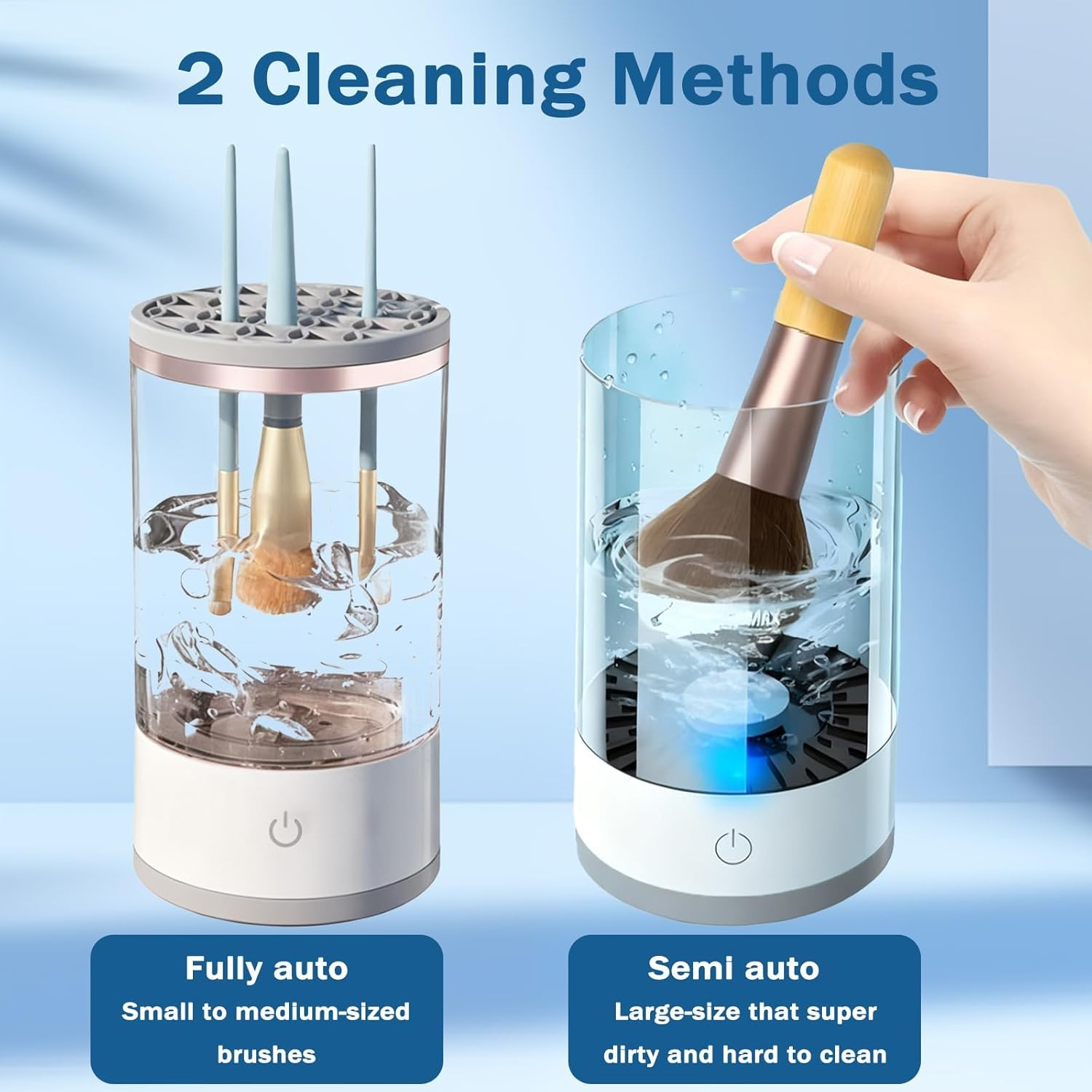 Make up Brush Cleaner, Cosmetic Brush Cleaner, Automatic Spinning Makeup Brush Cleaner for for All Size Makeup Brush (Transparent) image number 5
