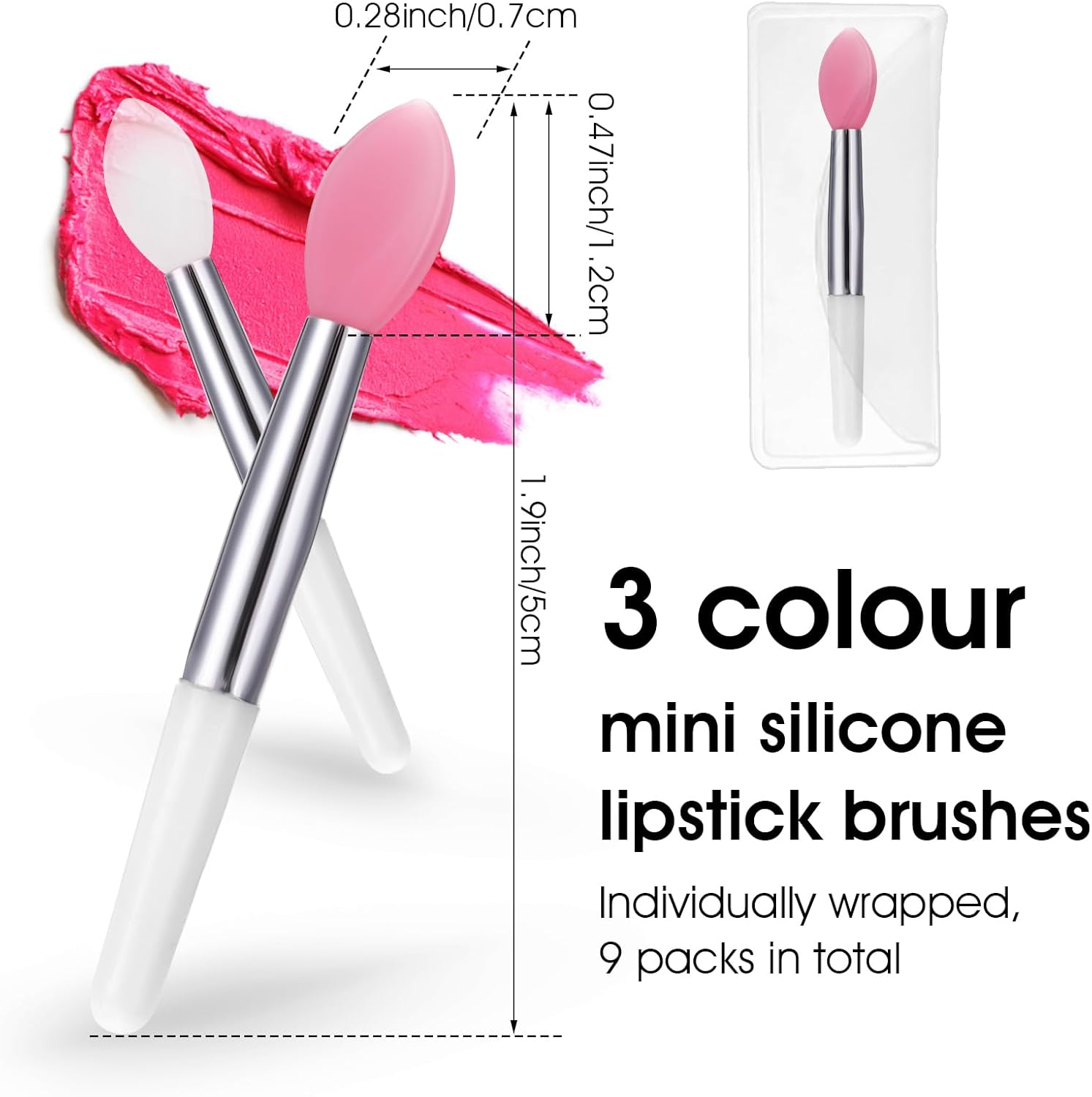 9PCS Reusable Lip Balm Applicator - Silicone Lipstick & Eyeshadow Brushes - Cream Lip Mask Beauty Tool Kit image number 2
