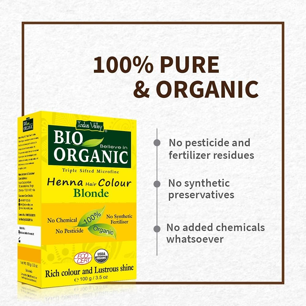 Indus Valley Bio Organic 100% Pure & Natural Henna Hair Color (Blonde) (Set of 2) image number 4