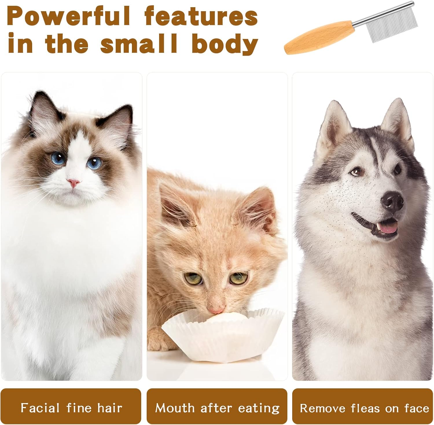 DLUGOPIS 4 in Pet Face and Finishing Comb for Dogs Small Faces Metal Pocket Comb Perfect for Matted Fur Knots Tangles image number 5