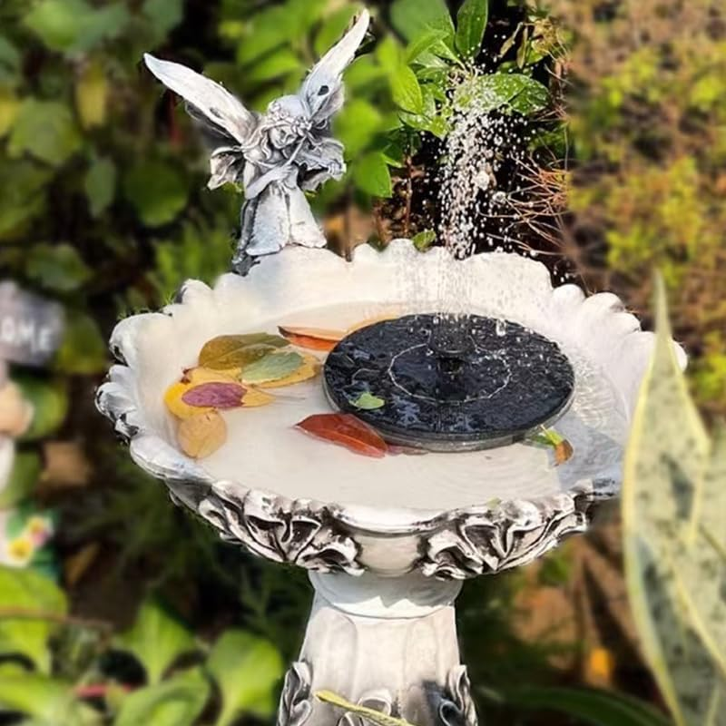 Solar Water Pump Kit for Water Feature Outdoor,1.2 W Solar Bird Bath Circle Fountain Pump, Solar Fountain with 4 Nozzles (Black Circle, 13 Cm, 1.0 W) image number 2