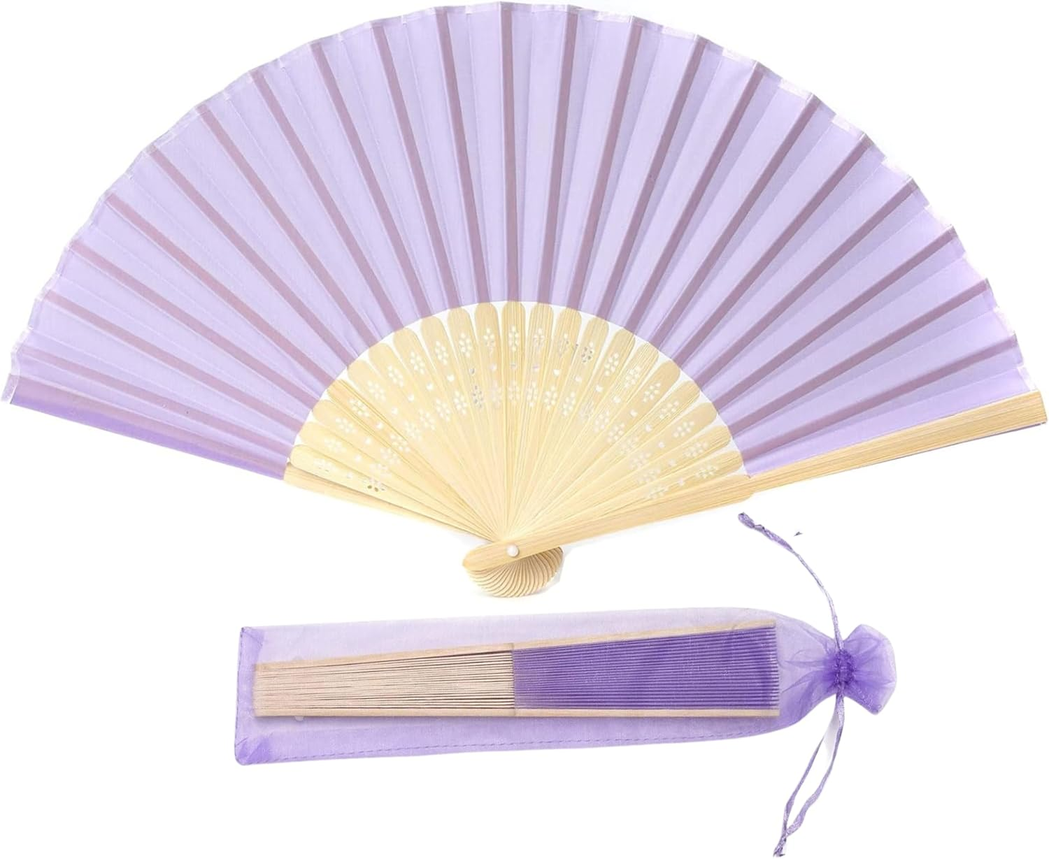 FANSOF.FANS Fabric Handheld Folding Hand Fan with a Tassel Grade a Bamboo Ribs for Women Girls Summer Party Event Favor Birthday Wedding Souvenir Gift (Lavender Purple)