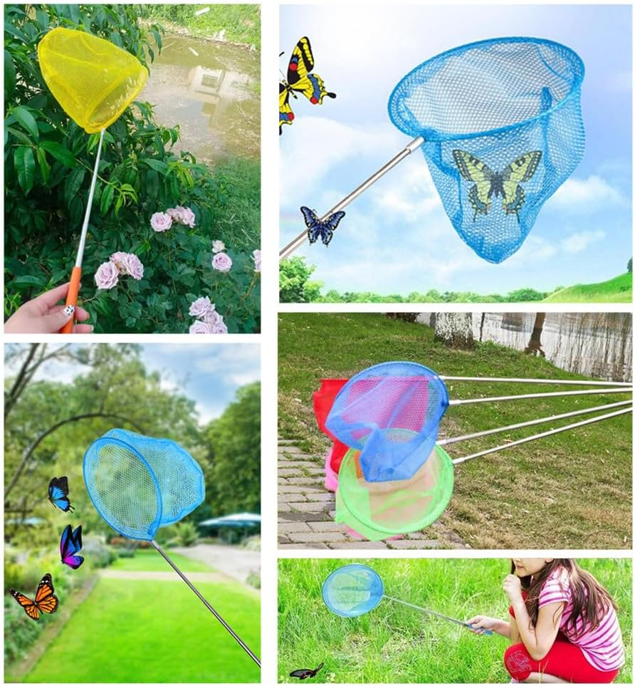 Telescopic Bug Net, Wanfoou 5 Pcs Retractable Fishing Nets, Colorful Butterfly Nets Catching Insects Fishing Nets Outdoor Tools Extendable,For Catching Bugs Fish Insect Ladybird image number 2