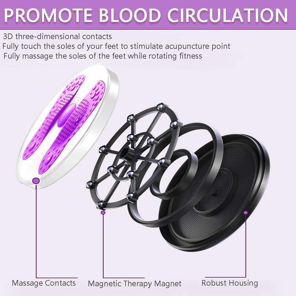 Ab Twist Waist Disc Board with Handles - Adjustable Twisting Trainer with Massage Foot Sole - Rotating Balance Disc for Slimming Waist, Abs, Arms, Hips & Thighs Home Workout image number 2