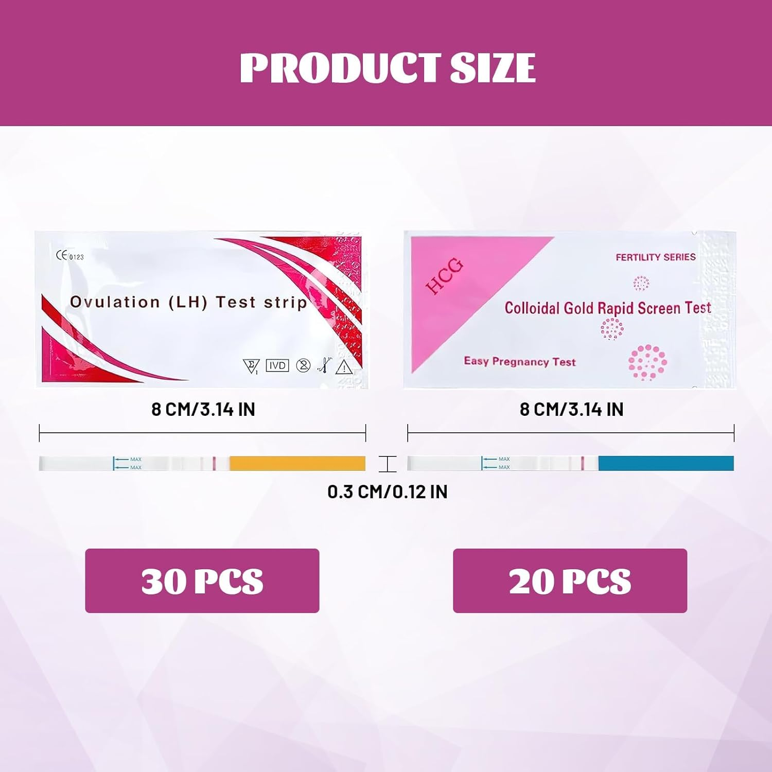 Pregnancy Test Strips, Ovulation Test Strips Kit, Ovulation Strips, 30 LH + 20 HCG, Ovulation Tracker Predictor Kit for Women, Accurately and High Sensitivity Result Ovulation Home Test Strips image number 5