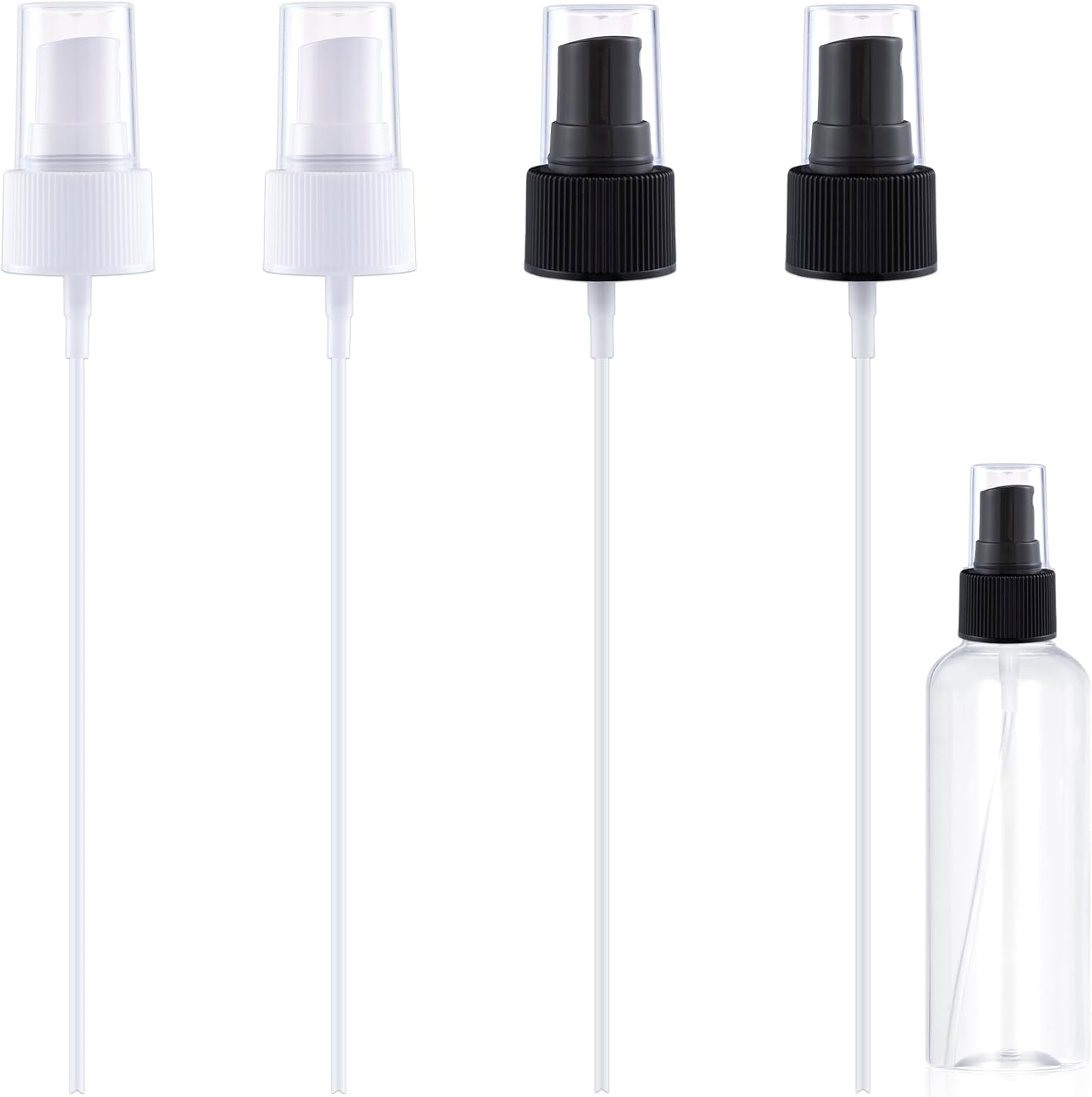 Alpinleux 4 Pcs Spray Bottle Top, Nozzle Sprayer Tops Replacement, Plastic Fine Mist Sprayer Pump for Essential Oil, Cleaning Solutions (24/410 Cap Size, Black)