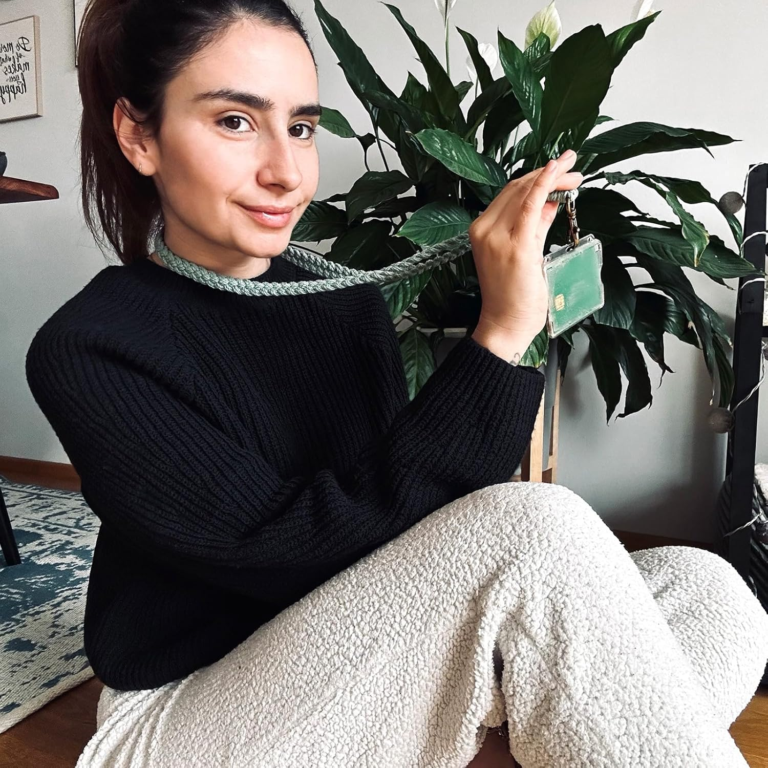 AOKSUNOVA Lanyards for Keys Green Key Lanyard Key Chain for Women Long Lanyard Strap Keychain Holder for ID Badges Card