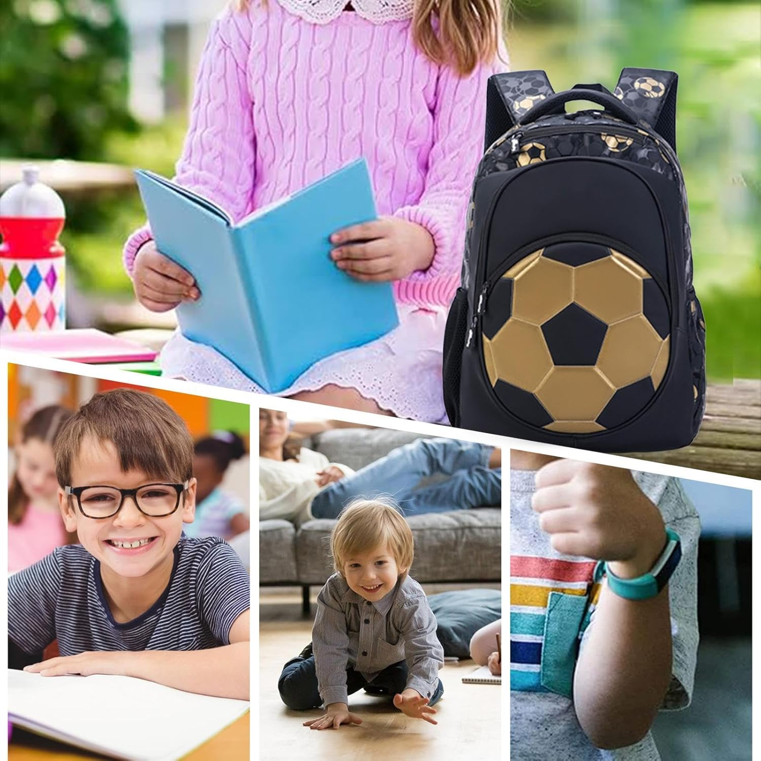 Acunny Teenage Backpack, Kids Backpack | Kids Backpack Waterproof Sports Backpack | Football Backpack, School Bag for College, Camping, Campus, Mobile Phone, Cup, Travel image number 1