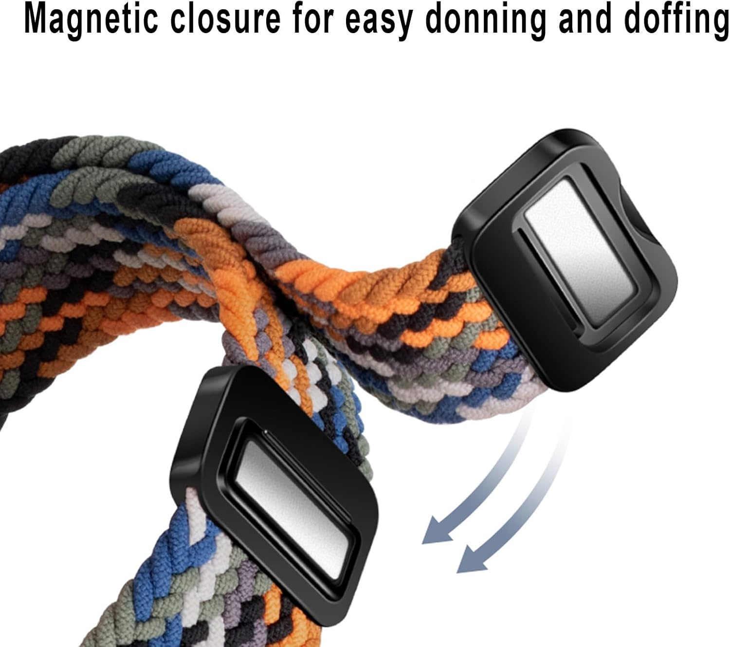Nylon Strap 20Mm Compatible with Huawei Watch GT2 GT3 42Mm, Samsung Galaxy Watch 7/6/5/4 40Mm 44Mm 45Mm 45Mm, Garmins Vivoactive 5, Amazfits GTS 4, Braided Stretchy Magnetic Watch Band - Blue image number 5