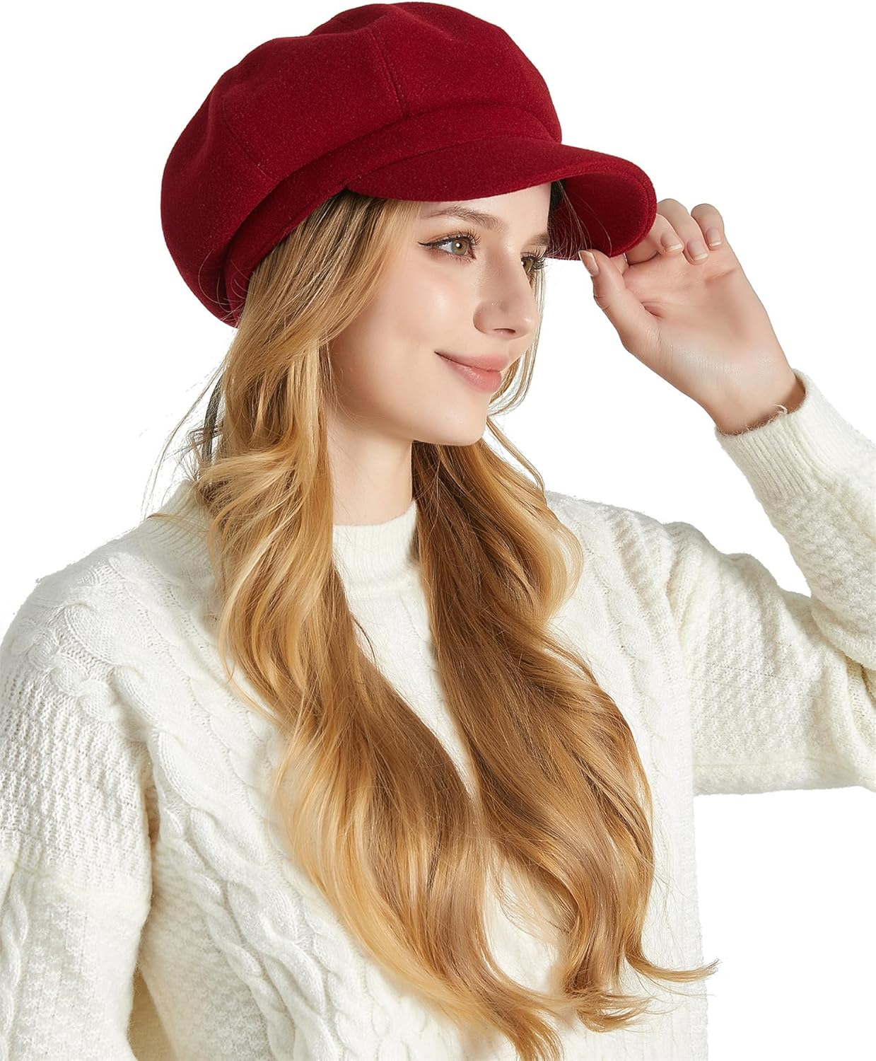 KEOYA Women Newsboy Cap Cabbie Hat Vintage Visor Beret Hat Wool Fashion 8 Panels Paperboy Cap - Grey image number 5